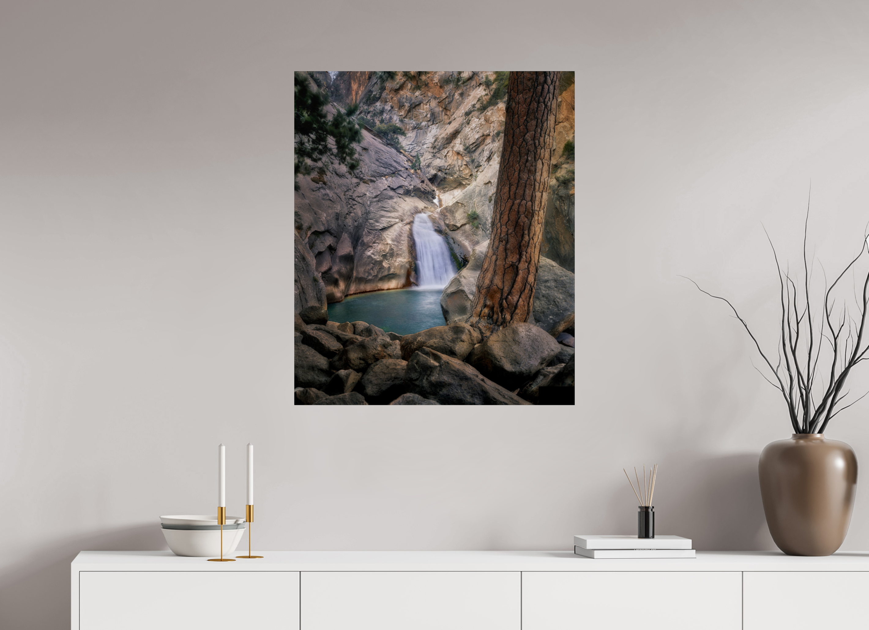28 x 33.3″, Giclée Alu-Dibond Roaring River Falls 1 —Kings Canyon