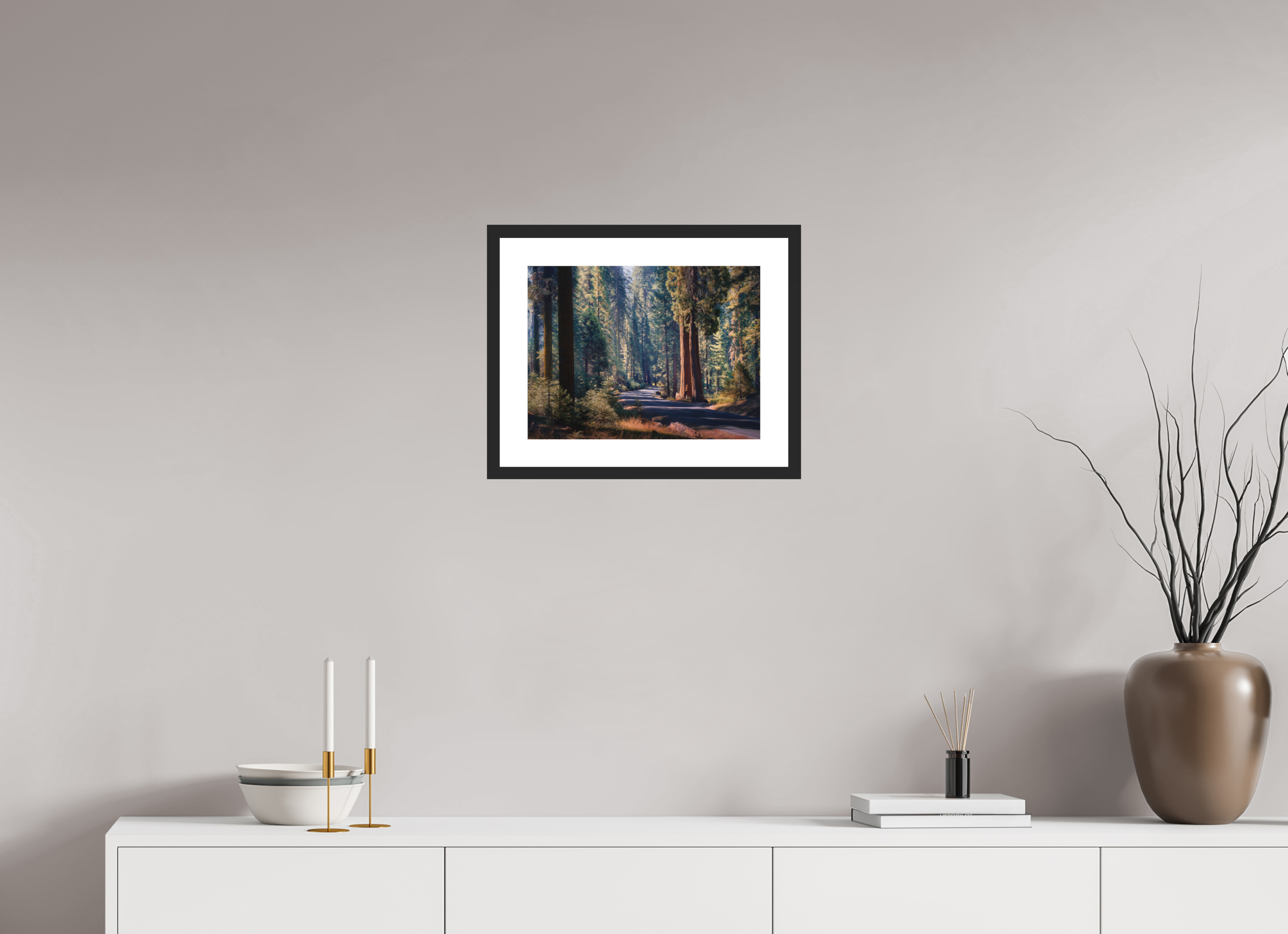 16 x 12″, Passe-Partout Black Frame The Generals Highway I : Sequoia National Park
