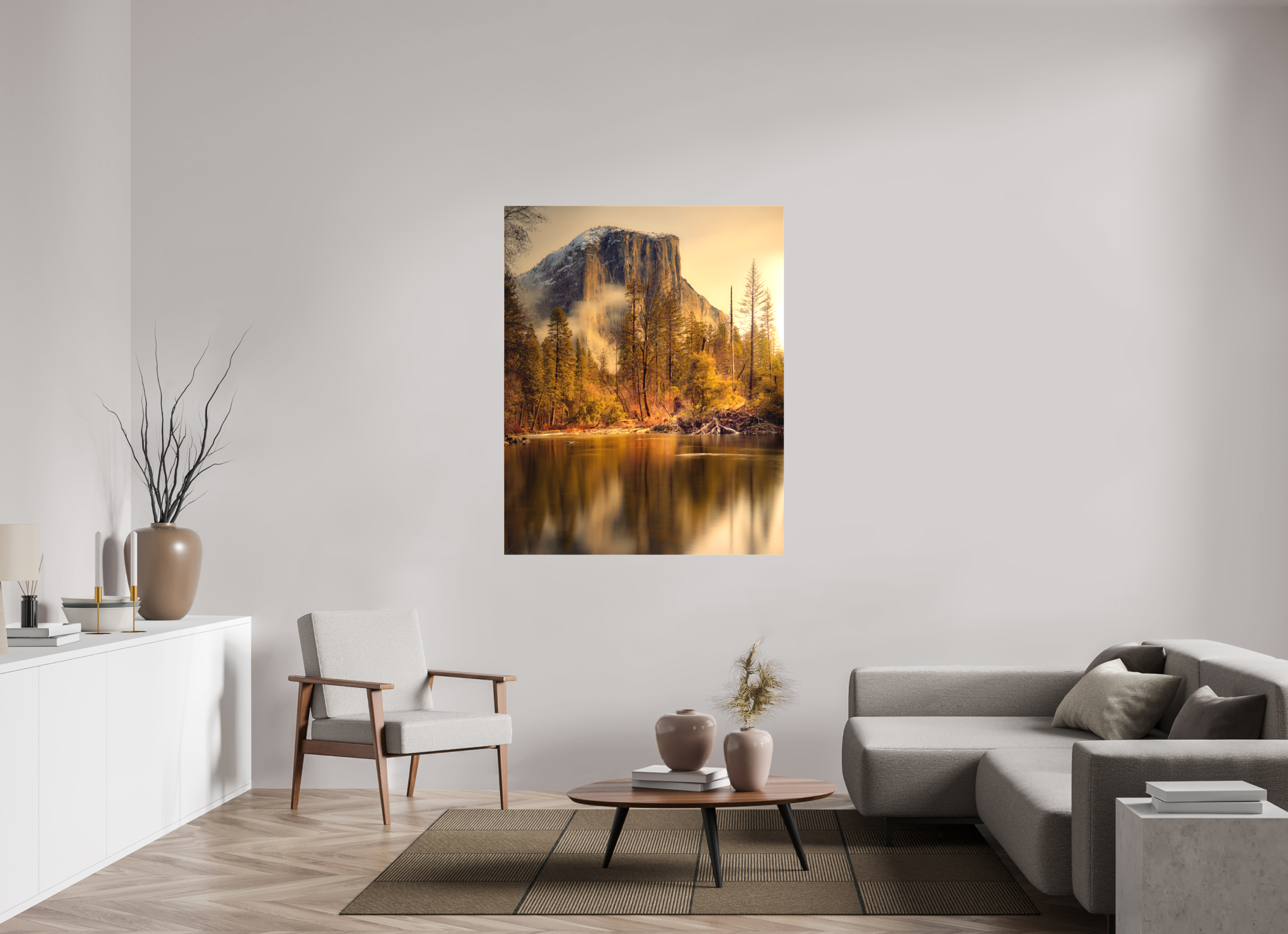 44 x 55″, Fine Art Textile Winter Sunrise At El Capitan