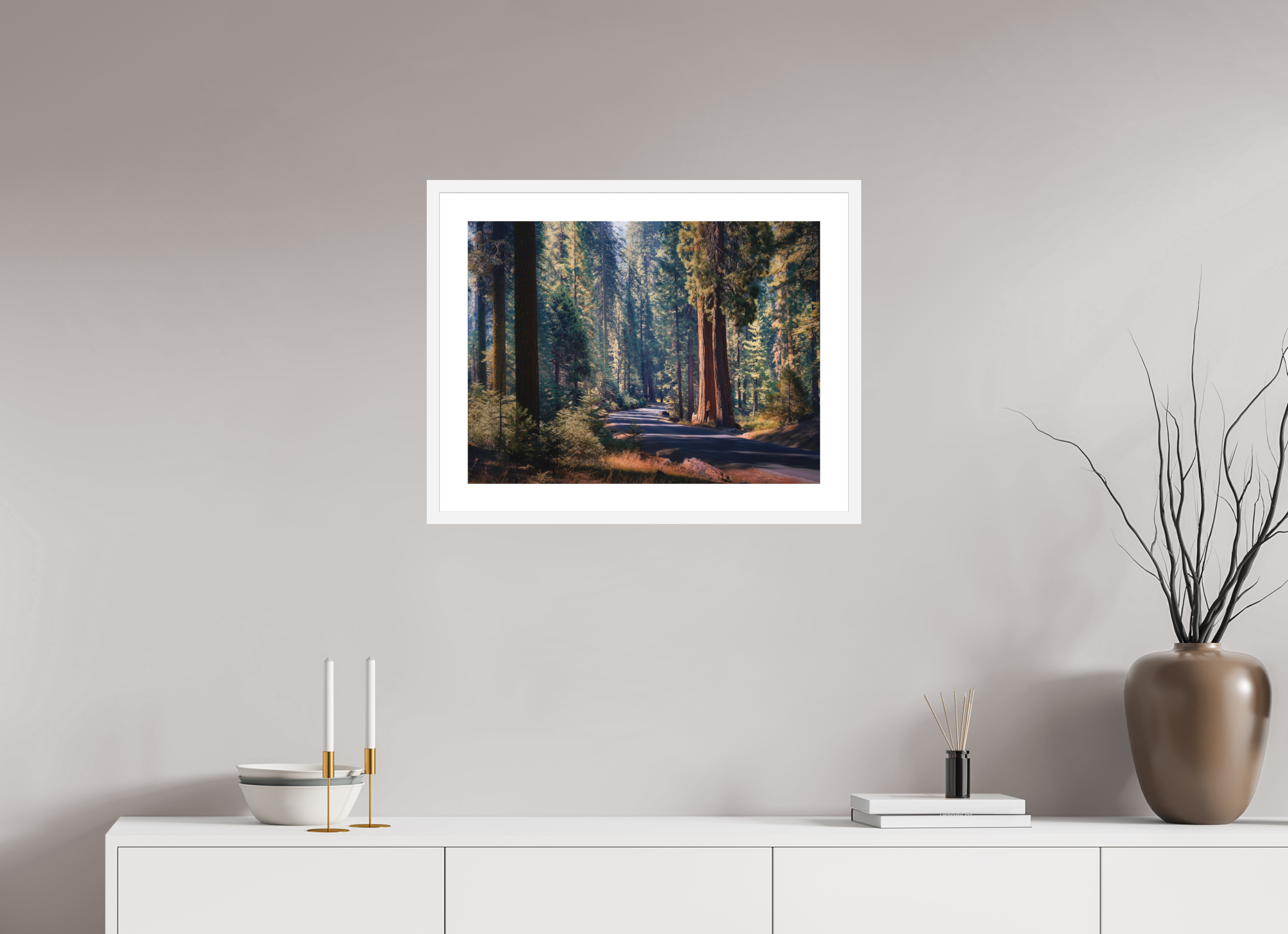 24 x 18″, Passe-Partout White Frame The Generals Highway I : Sequoia National Park