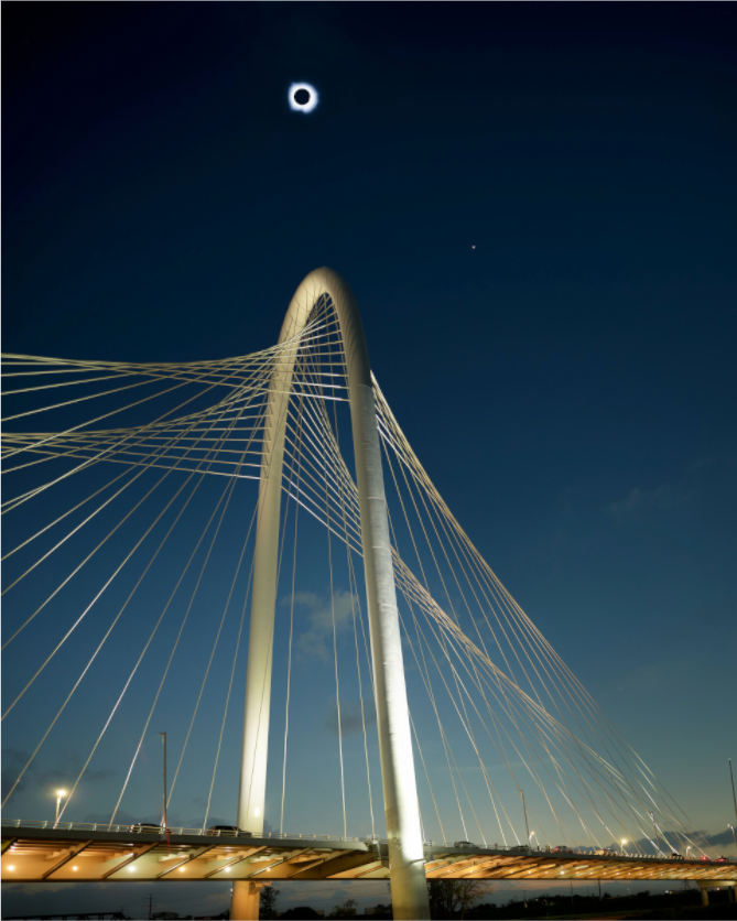 Main image 2024 Eclipse: Over Margaret Hunt Hill Bridge