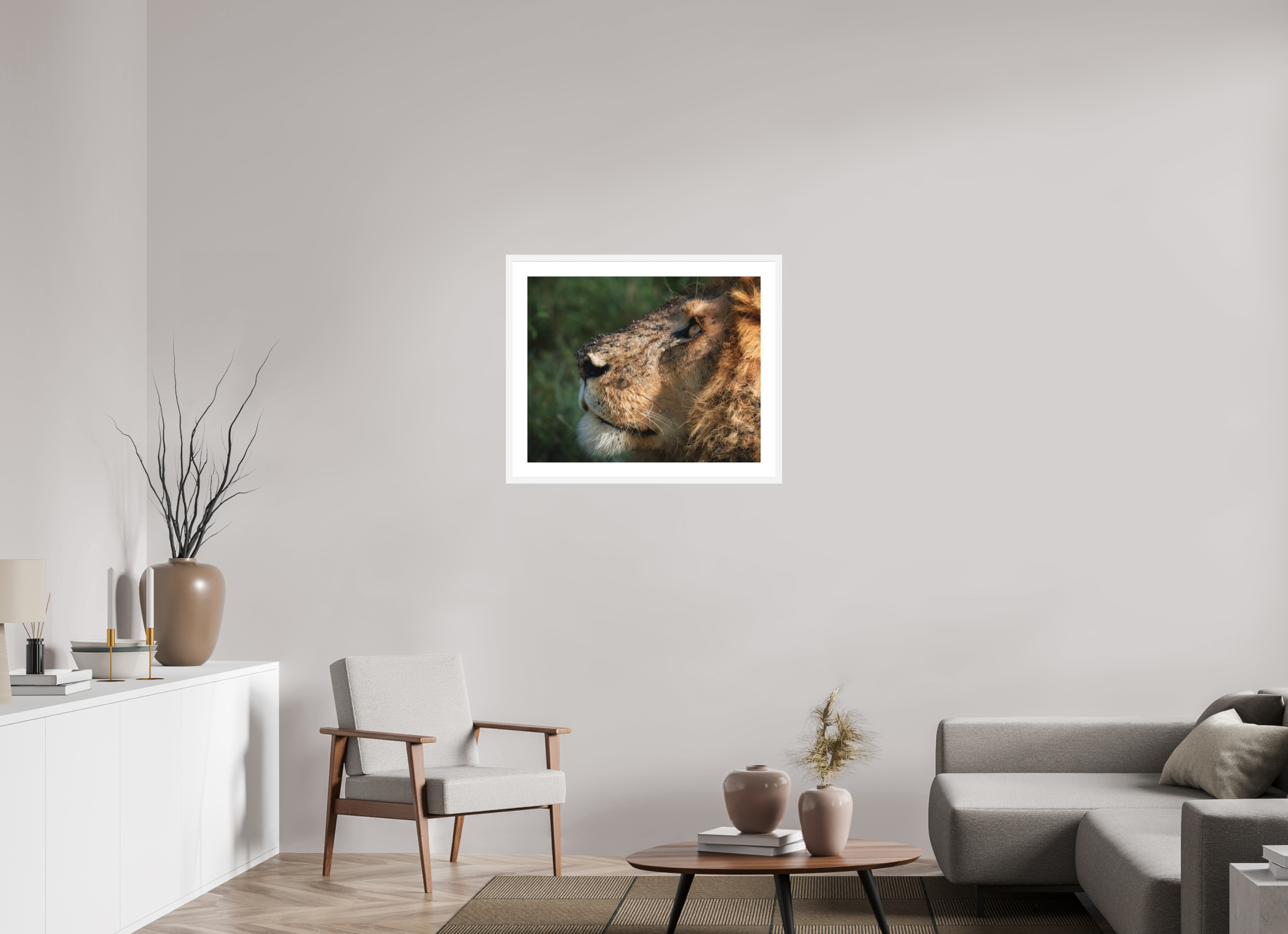 30 x 24″, Passe-Partout White Frame The King of Most Beasts