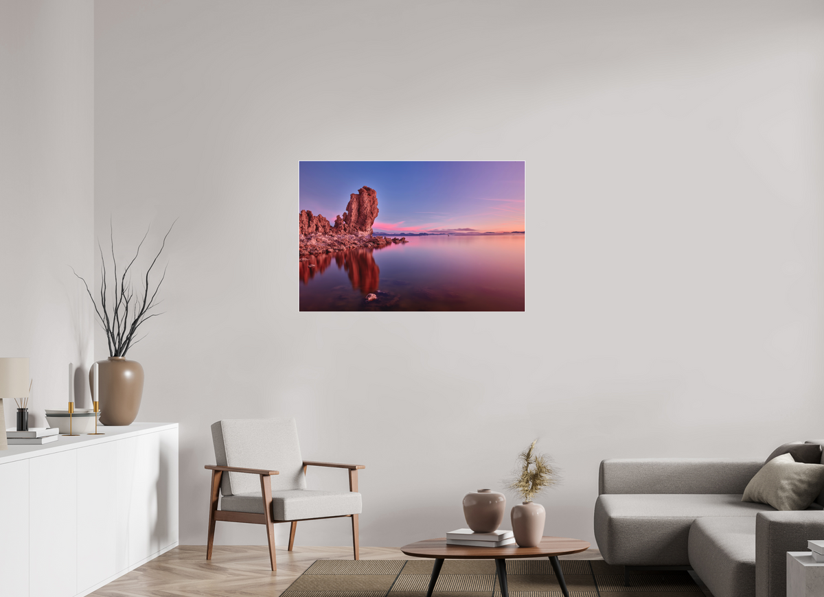 45 x 30″, Bonded Acrylic White Frame Mono Lake: Tufa Dawn