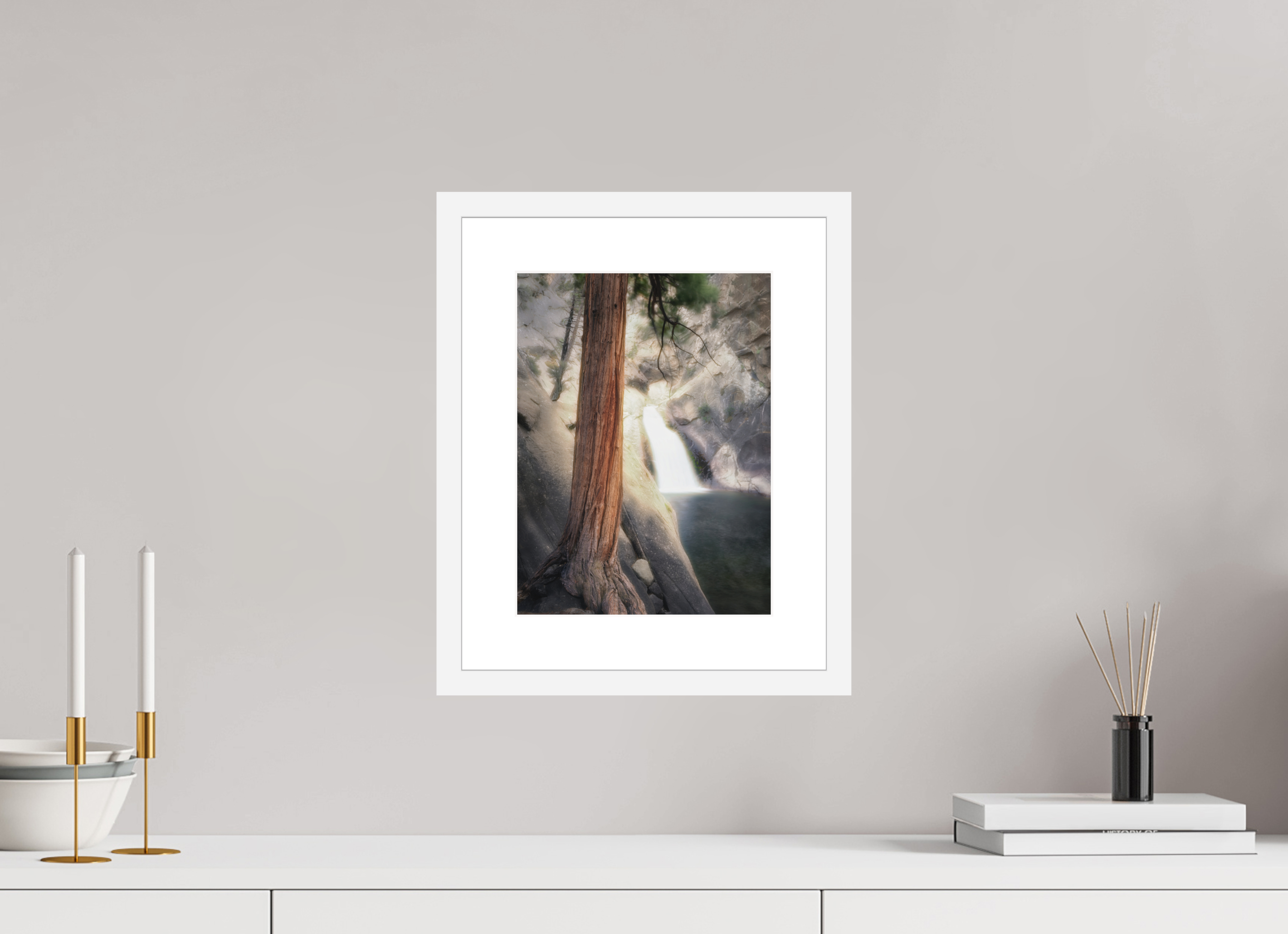 9 x 12″, Passe-Partout White Frame Roaring River Falls 2 — Kings Canyon