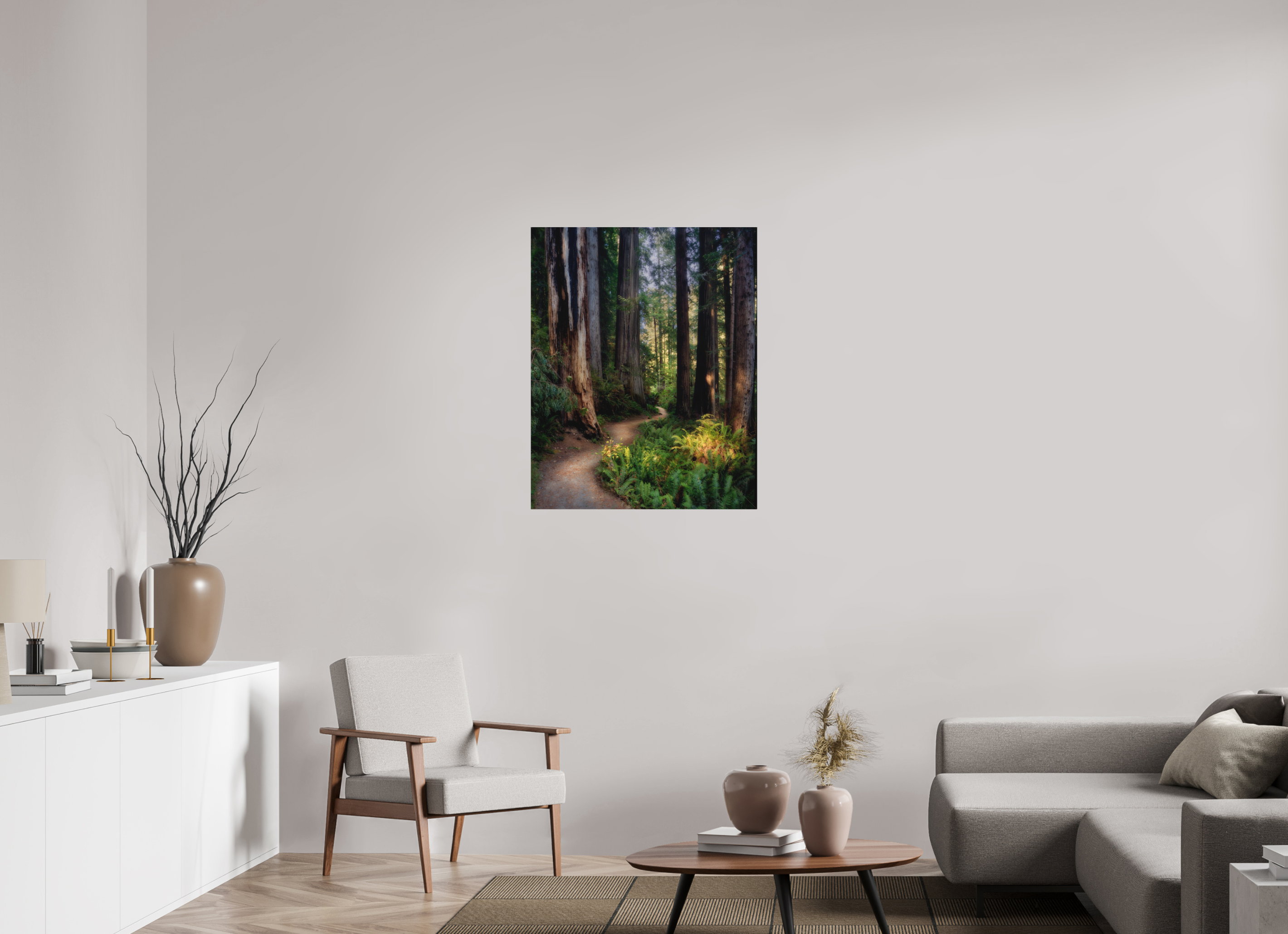 28 x 35″, Fine Art Textile Prairie Creek Redwoods Pathway