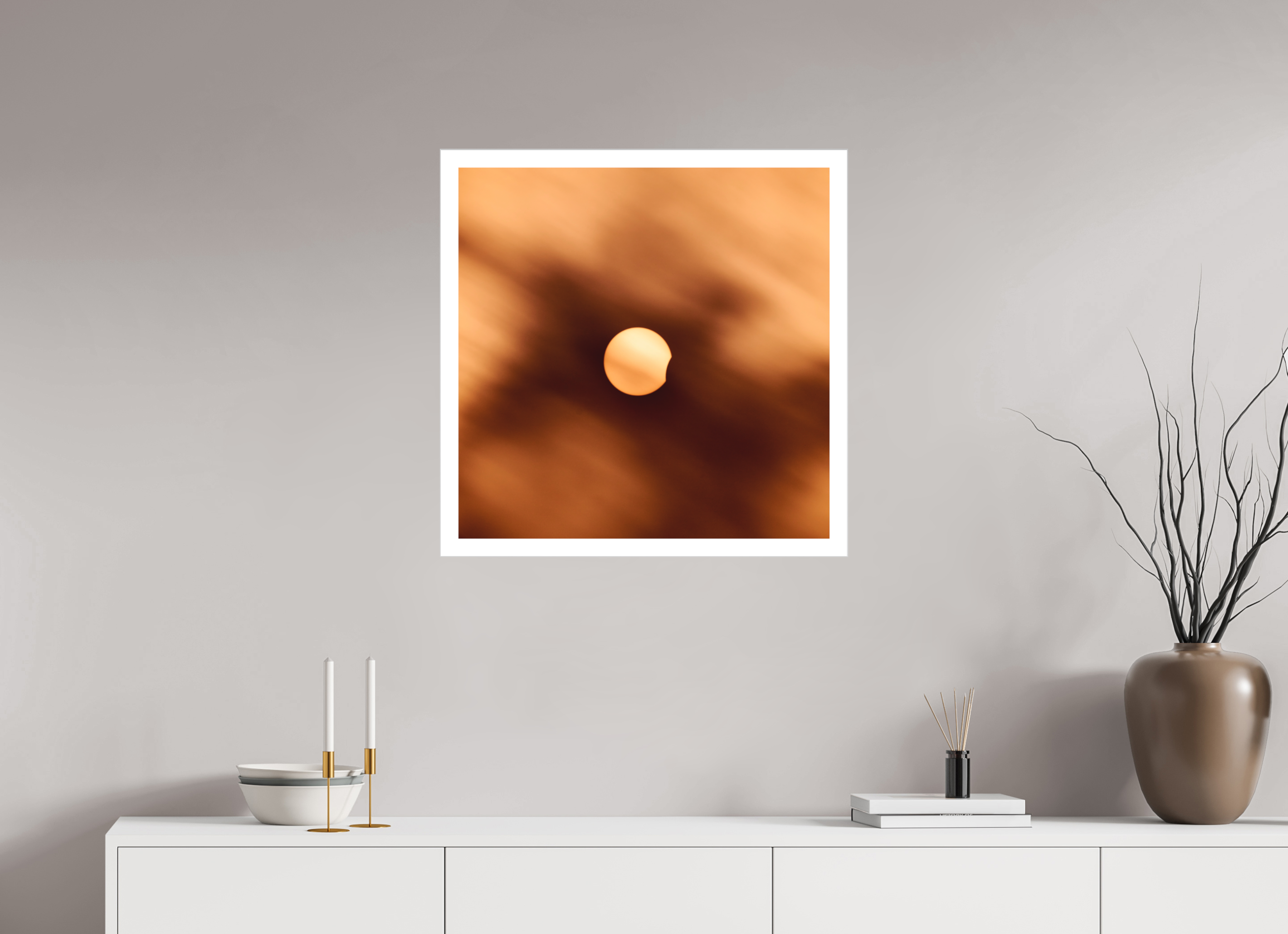 25 x 25″, Fine Art Bonded Acrylic 2024 Eclipse First Kiss