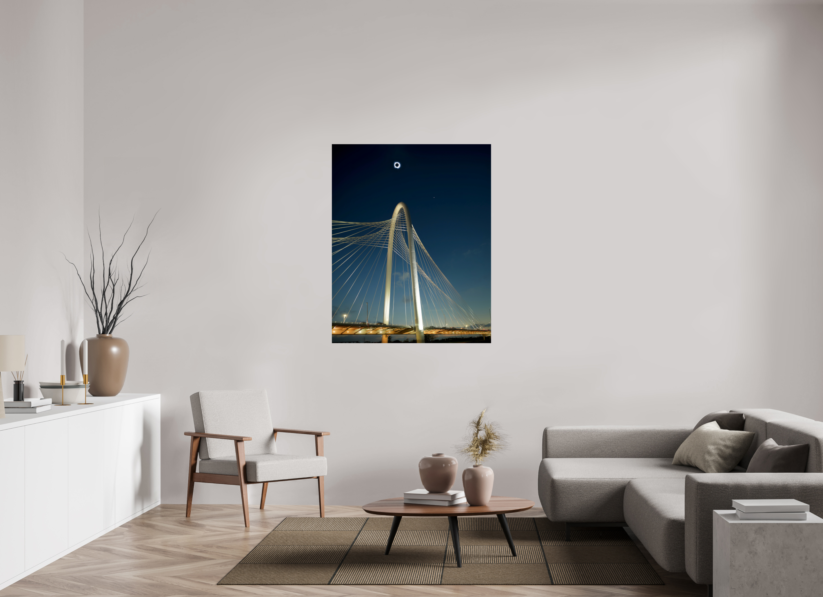 40 x 50″, Giclée Alu-Dibond 2024 Eclipse: Over Margaret Hunt Hill Bridge