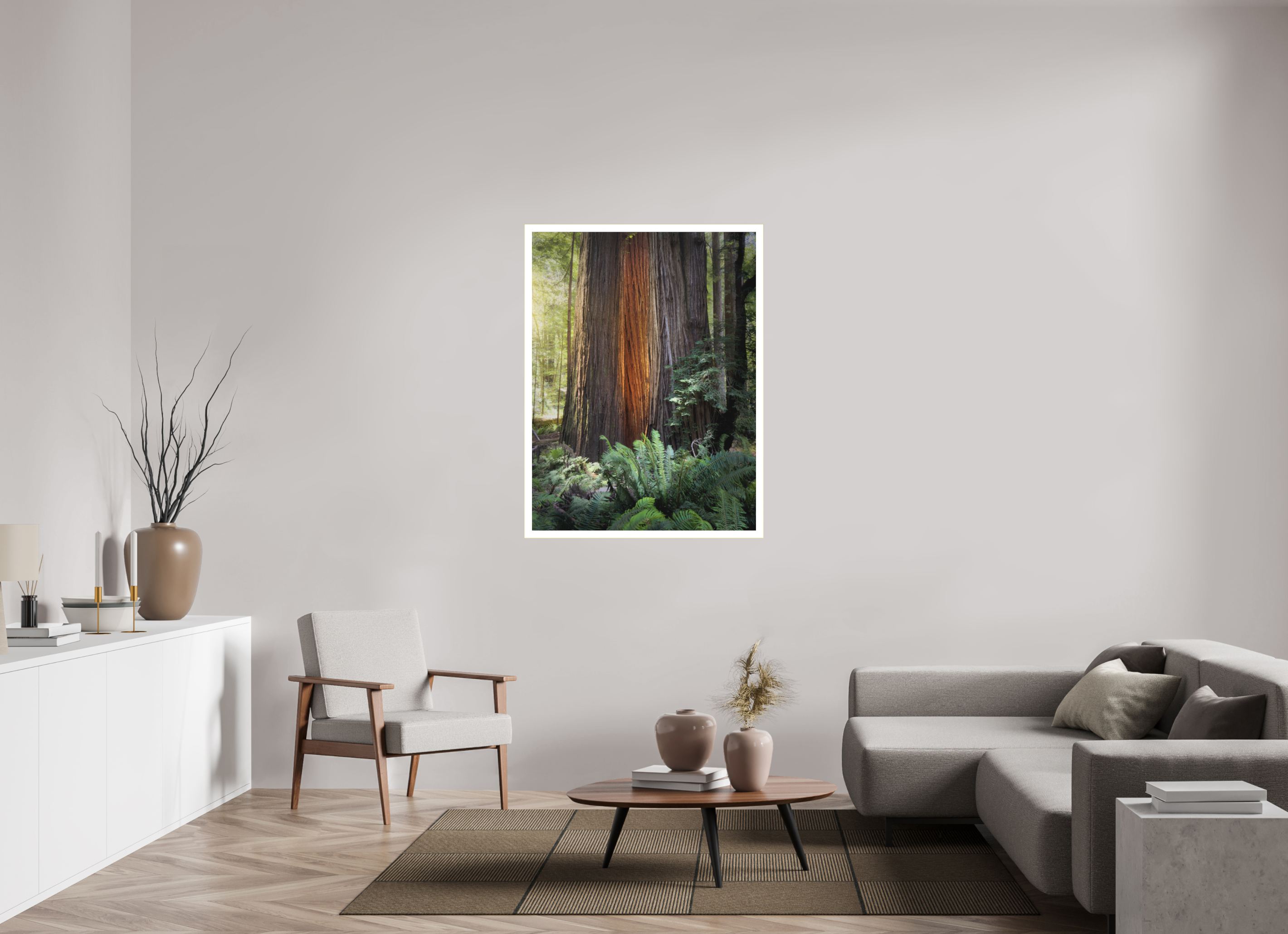 36 x 48″, Bonded Acrylic Mat + Gold Frame Glow in the Tall Trees Grove
