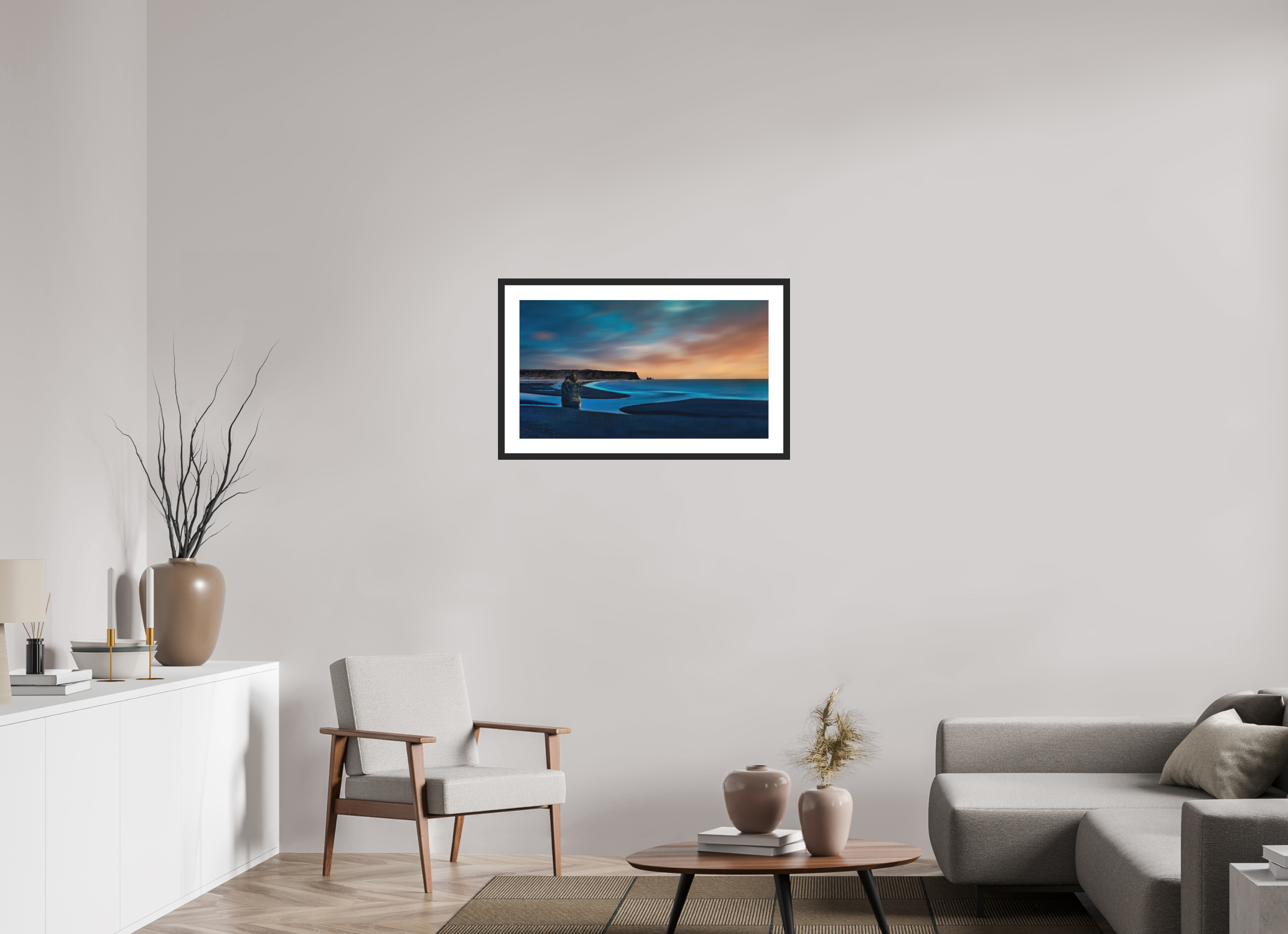 32 x 18″, Passe-Partout Black Frame Reynisfjara