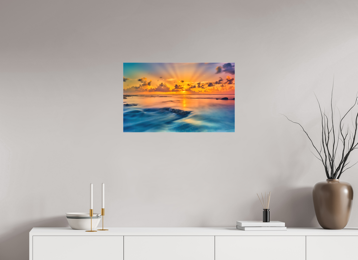 25.9 x 16″, Fine Art Textile Diluvian: Bora Bora Reefside Sunrise