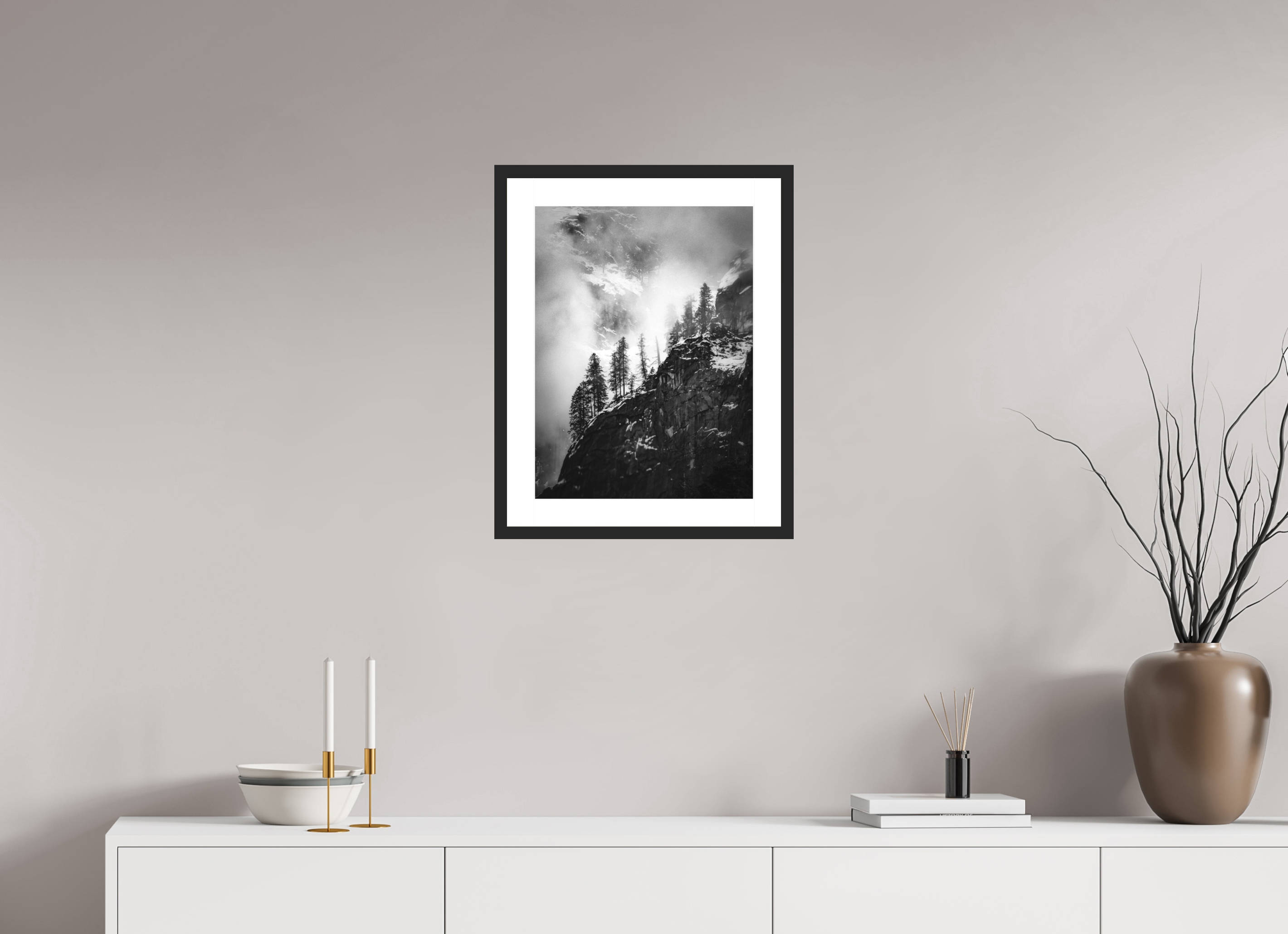 15 x 20″, Passe-Partout Black Frame Pines on Granite
