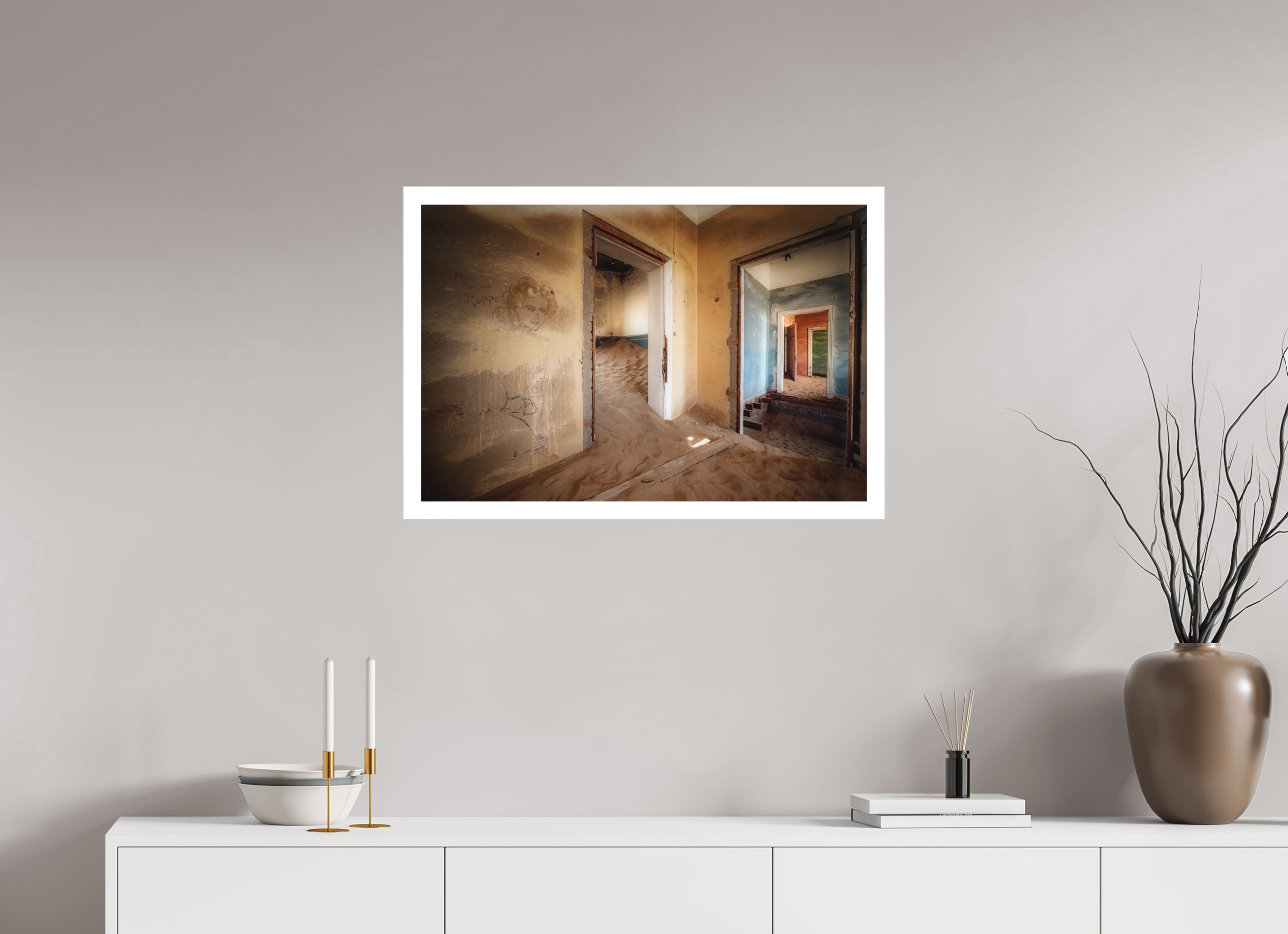 30 x 20″, Fine Art Bonded Acrylic Lost Dreams of Kolmanskop