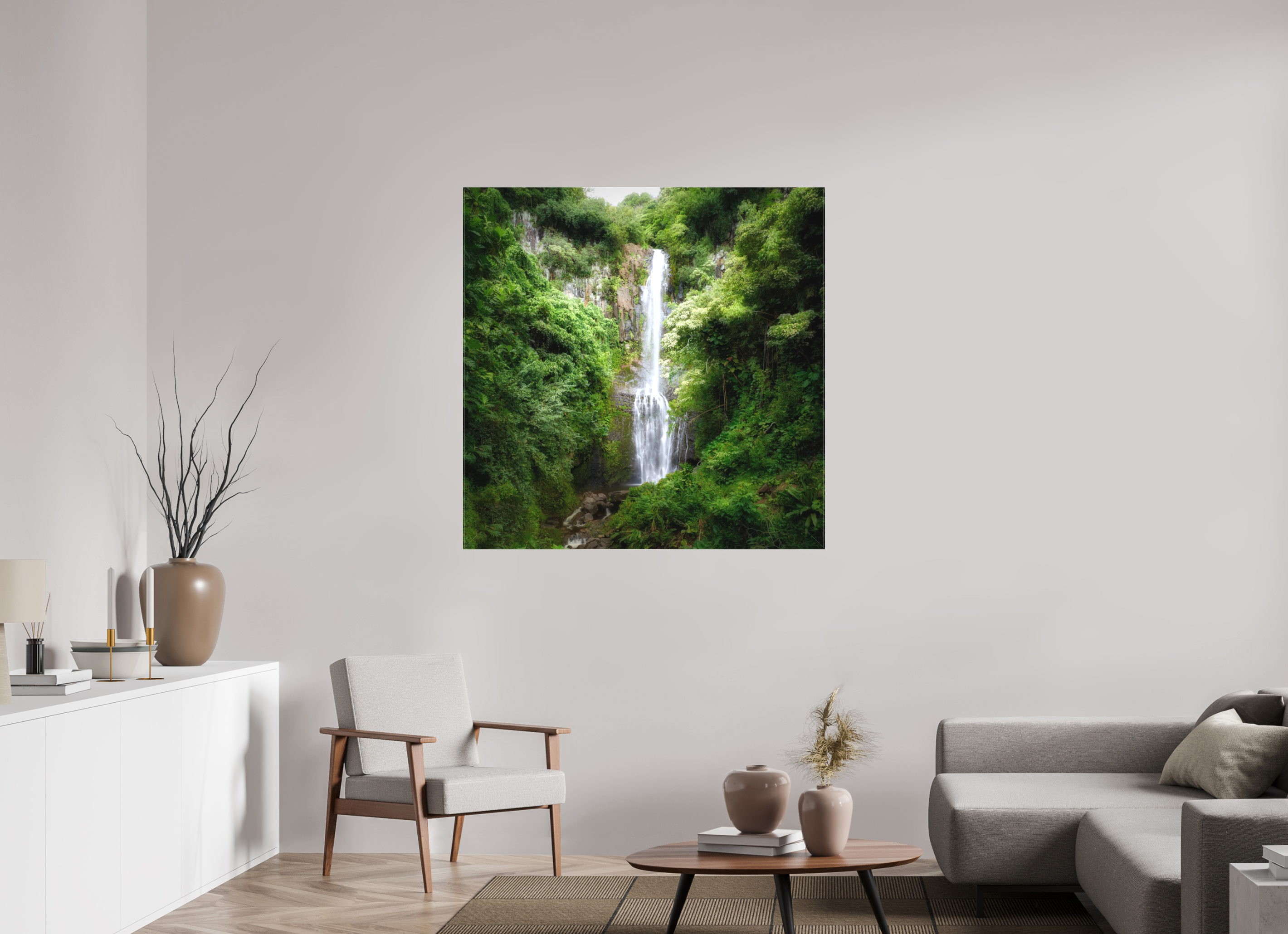45 x 45″, Fine Art Textile Maui's Makahiku Falls
