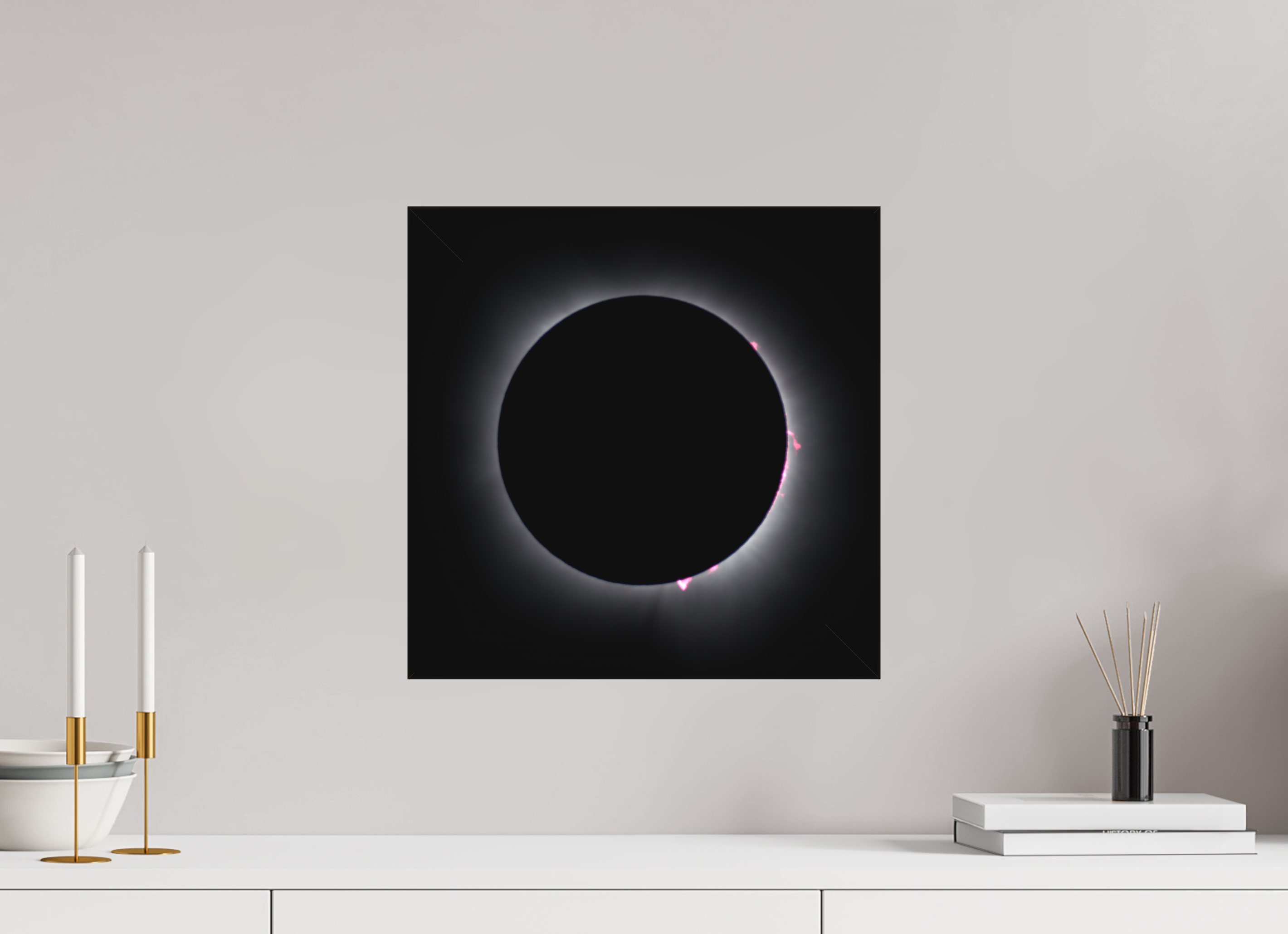 15 x 15″, Fine Art Textile 2024 Eclipse: Totality & Baily's Beads