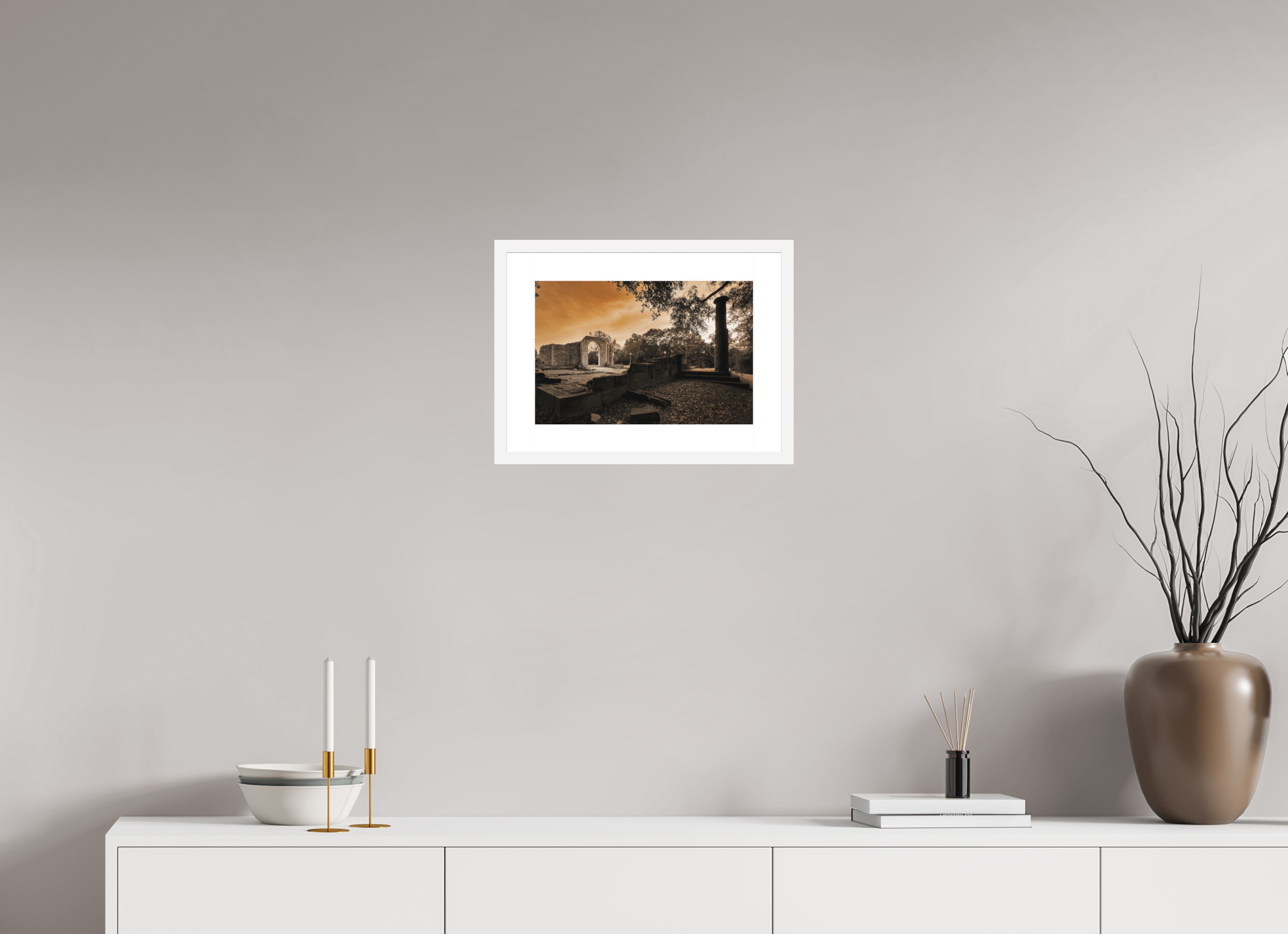 15 x 10″, Passe-Partout White Frame Ruins