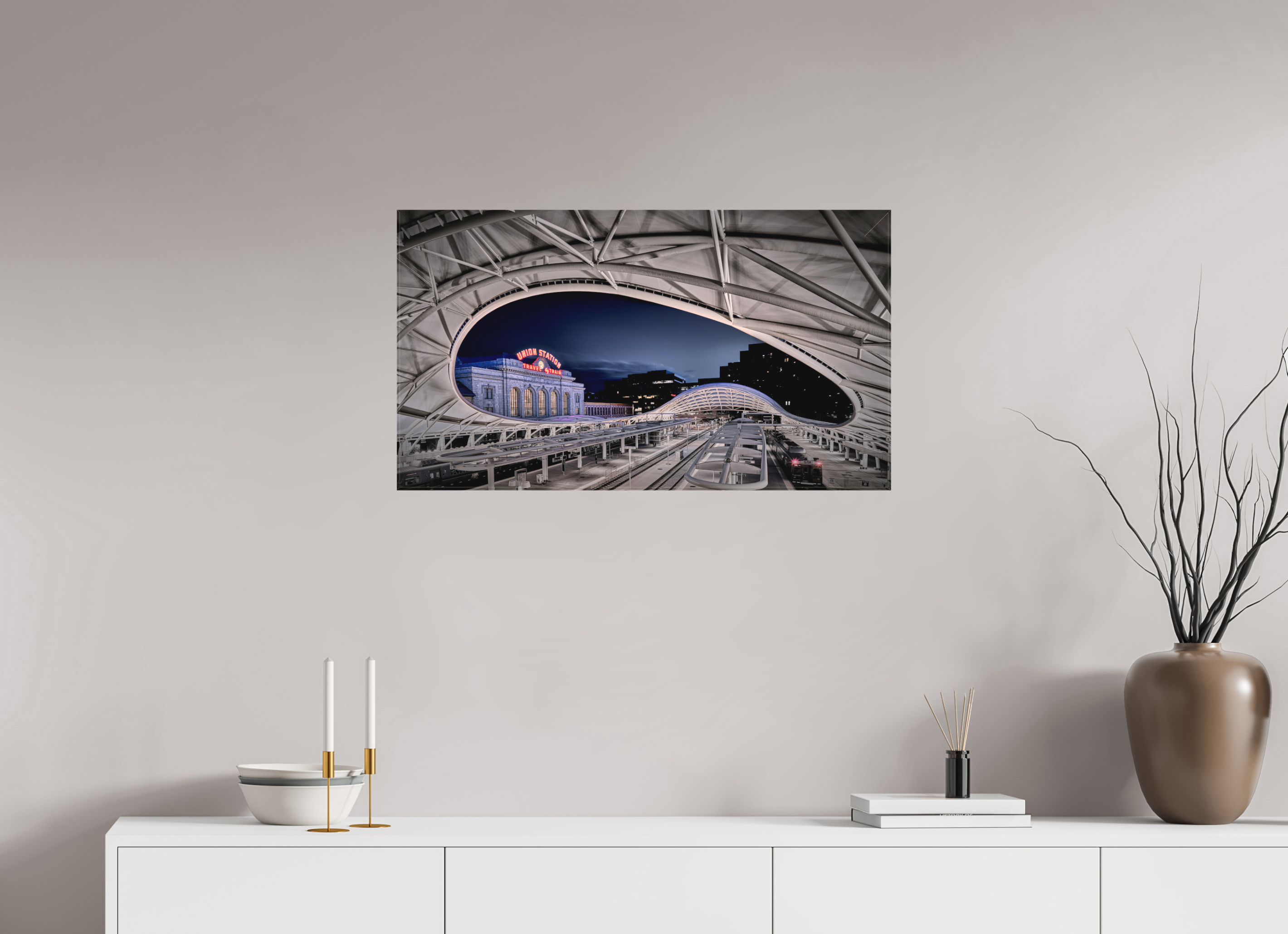 32 x 18″, Fine Art Textile Denver's Union Station