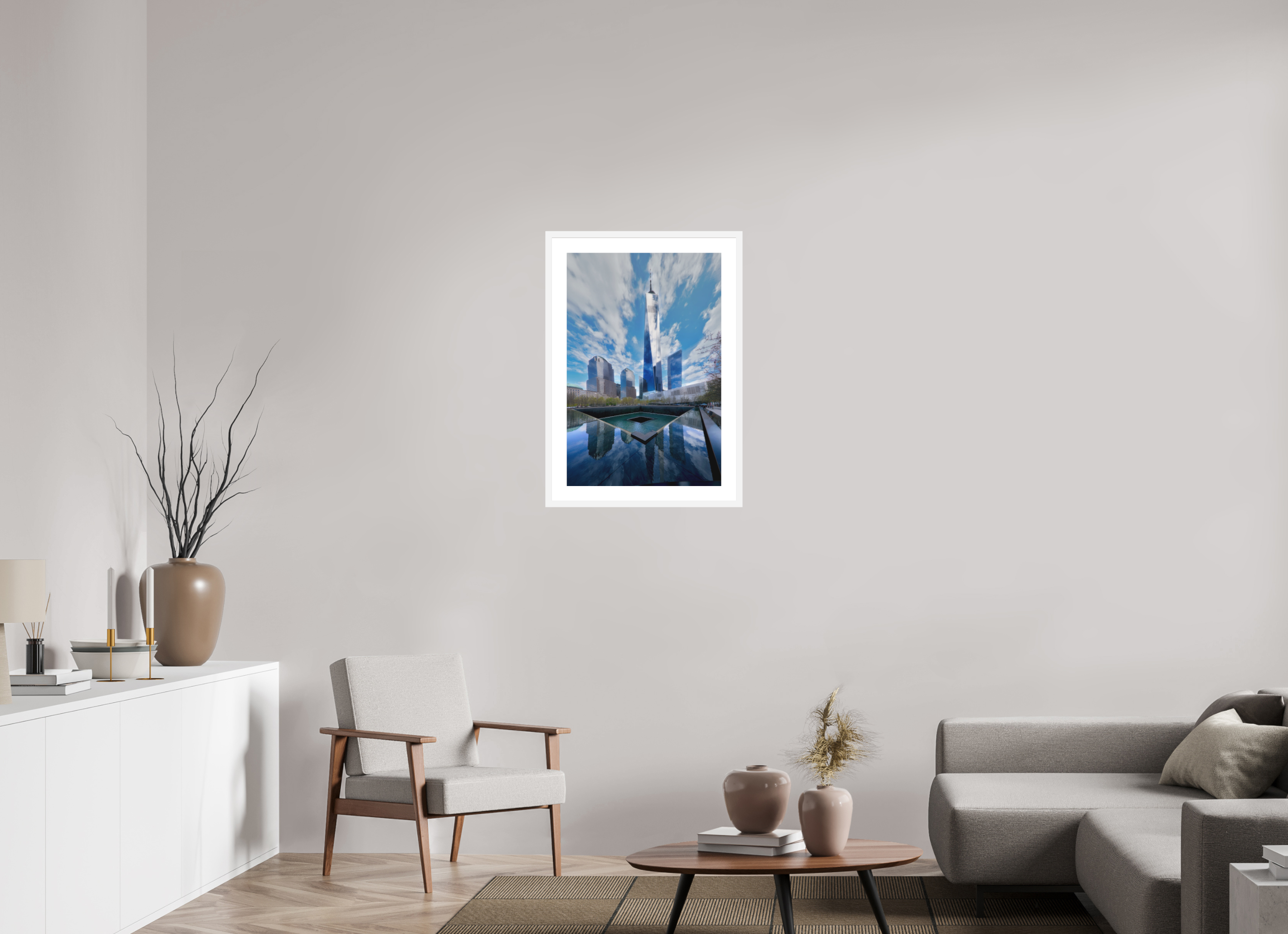 20 x 30″, Passe-Partout White Frame 9/11 Memorial Plaza