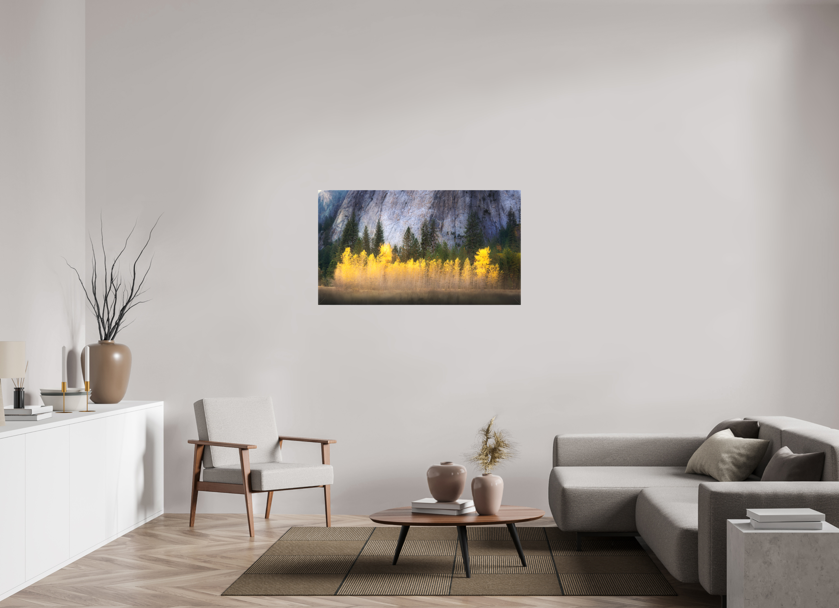 49 x 27.6″, Fine Art Textile Quaking Aspens Beneath Cathedral Rock