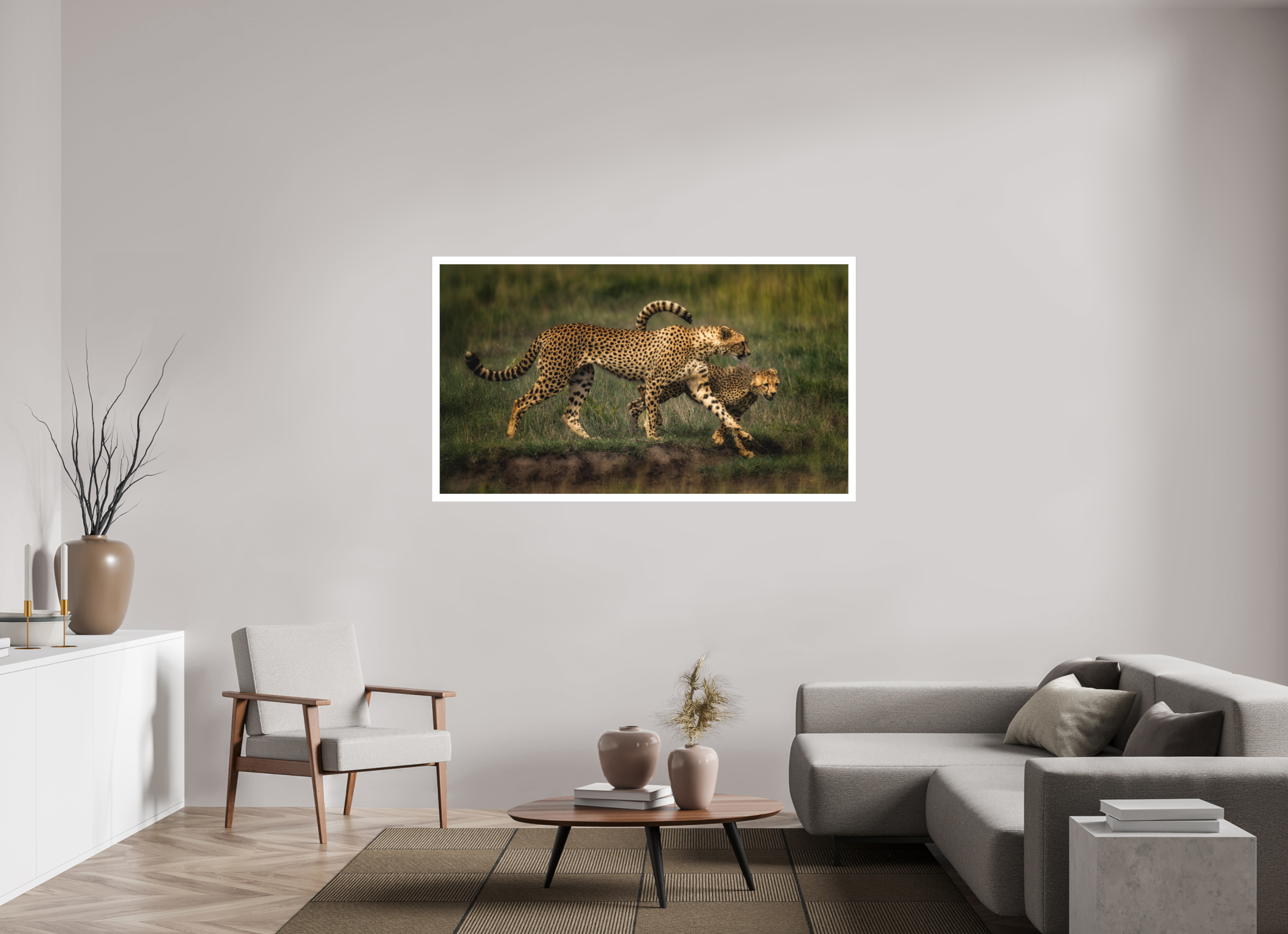 64 x 36″, Fine Art Bonded Acrylic Mother & Son on the Serengeti