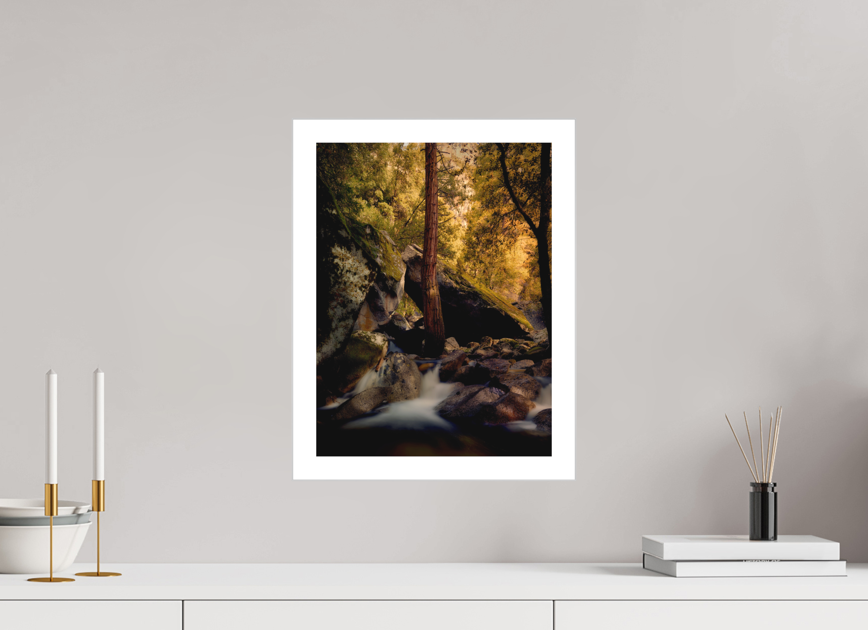 12 x 16″, Fine Art Bonded Acrylic Yosemite's Cascade Creek at Sunrise