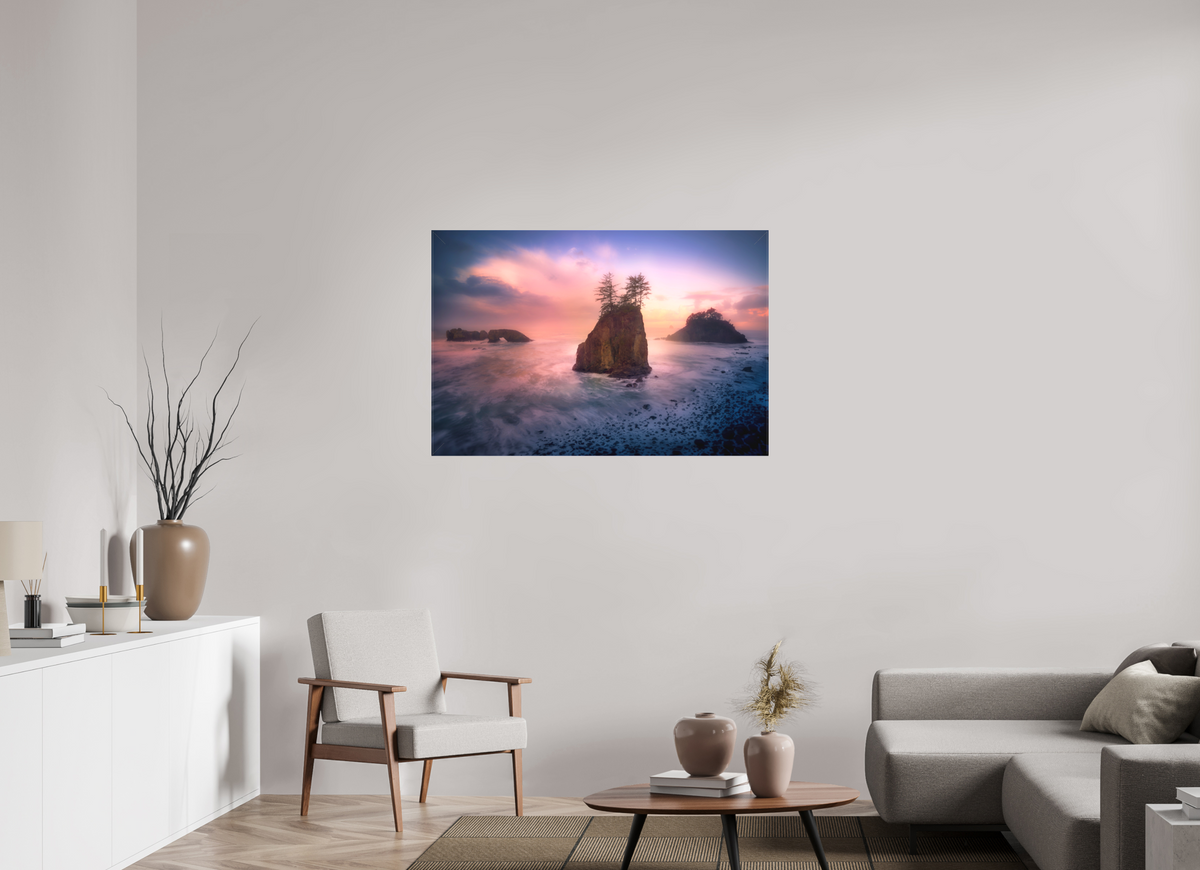 45 x 30″, Fine Art Textile The Oregon Coast: Secret Beach