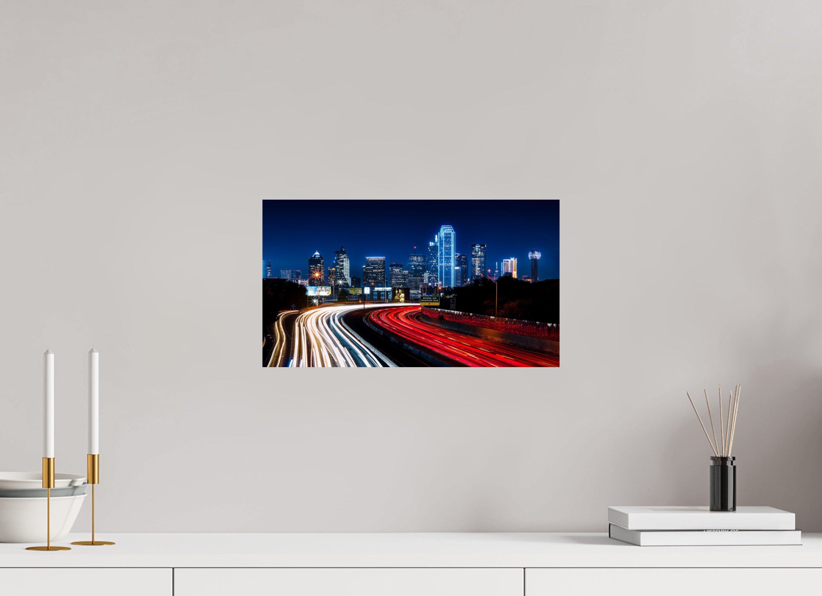16 x 9″, Giclée Alu-Dibond Dallas Night Skyline: The Edgefield Prospect