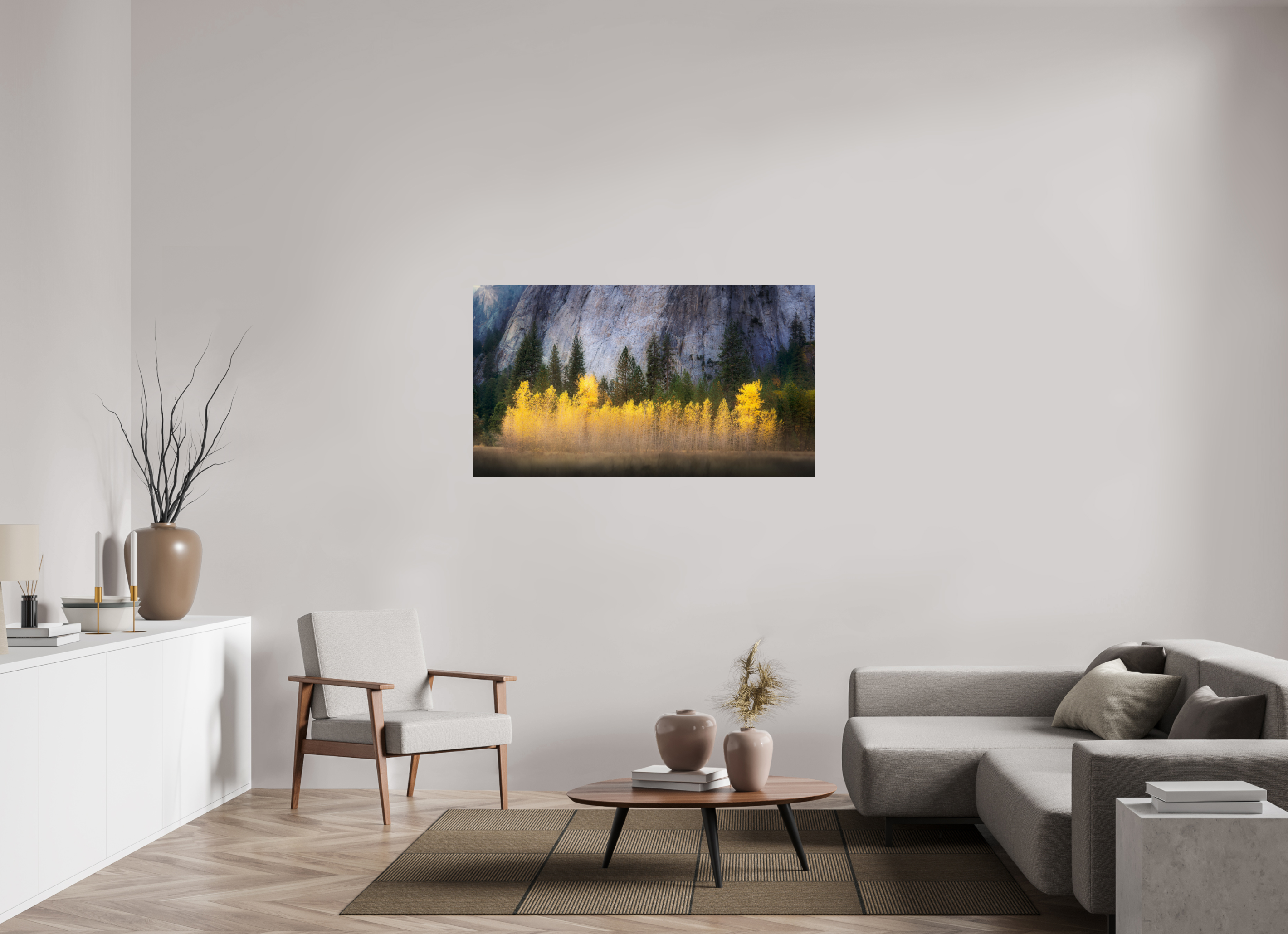 55 x 30.9″, Giclée Alu-Dibond Quaking Aspens Beneath Cathedral Rock