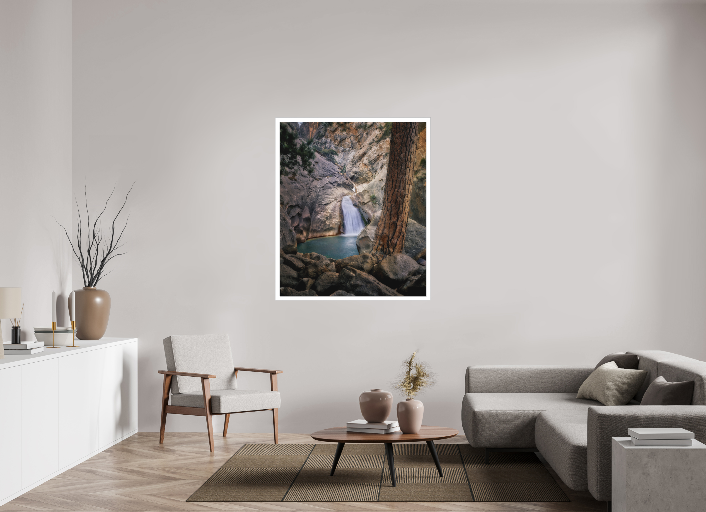 43 x 51.2″, Fine Art Bonded Acrylic Roaring River Falls 1 —Kings Canyon