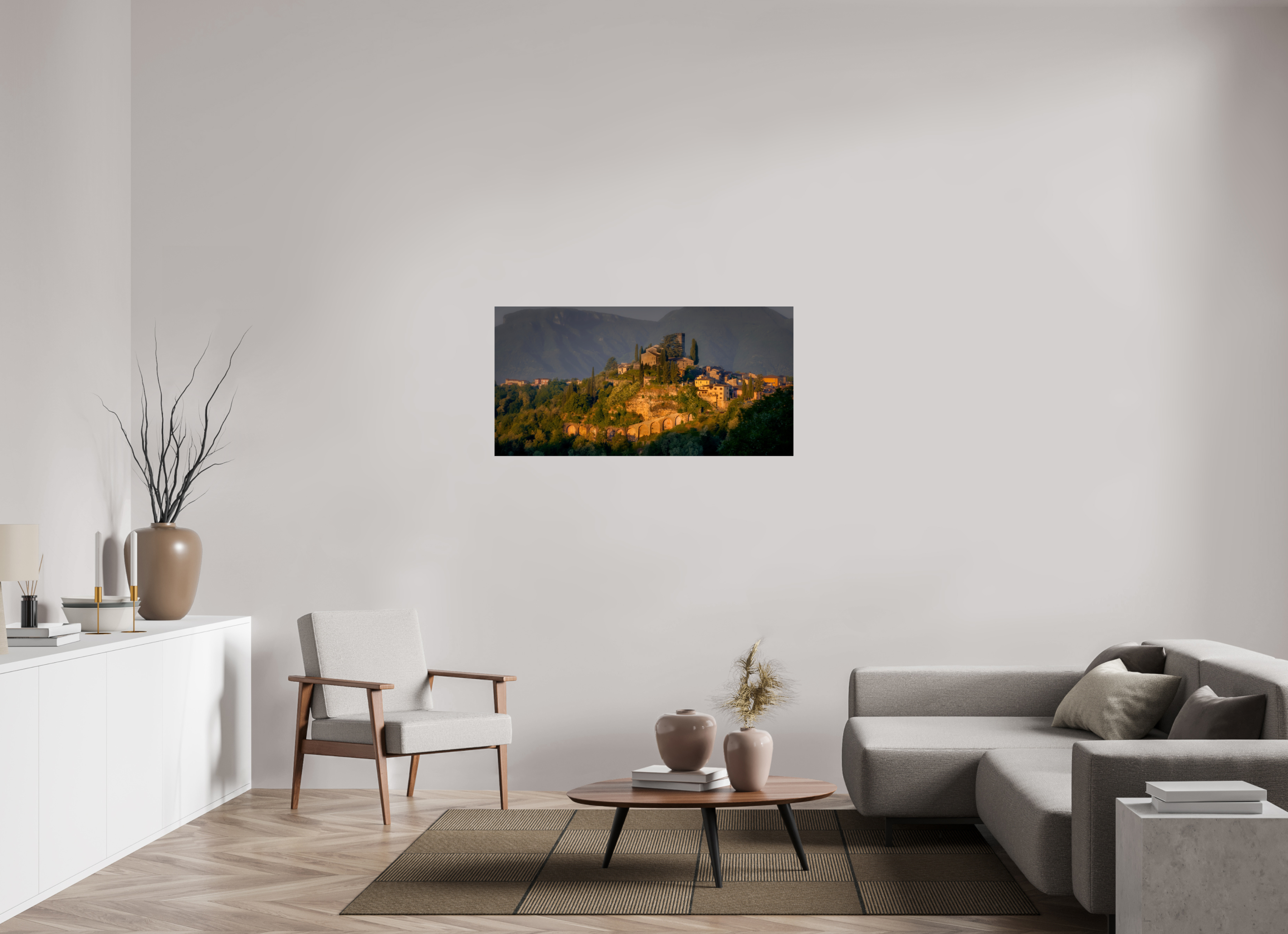 48 x 24″, Giclée Alu-Dibond Morning Glow on Barga, Tuscany