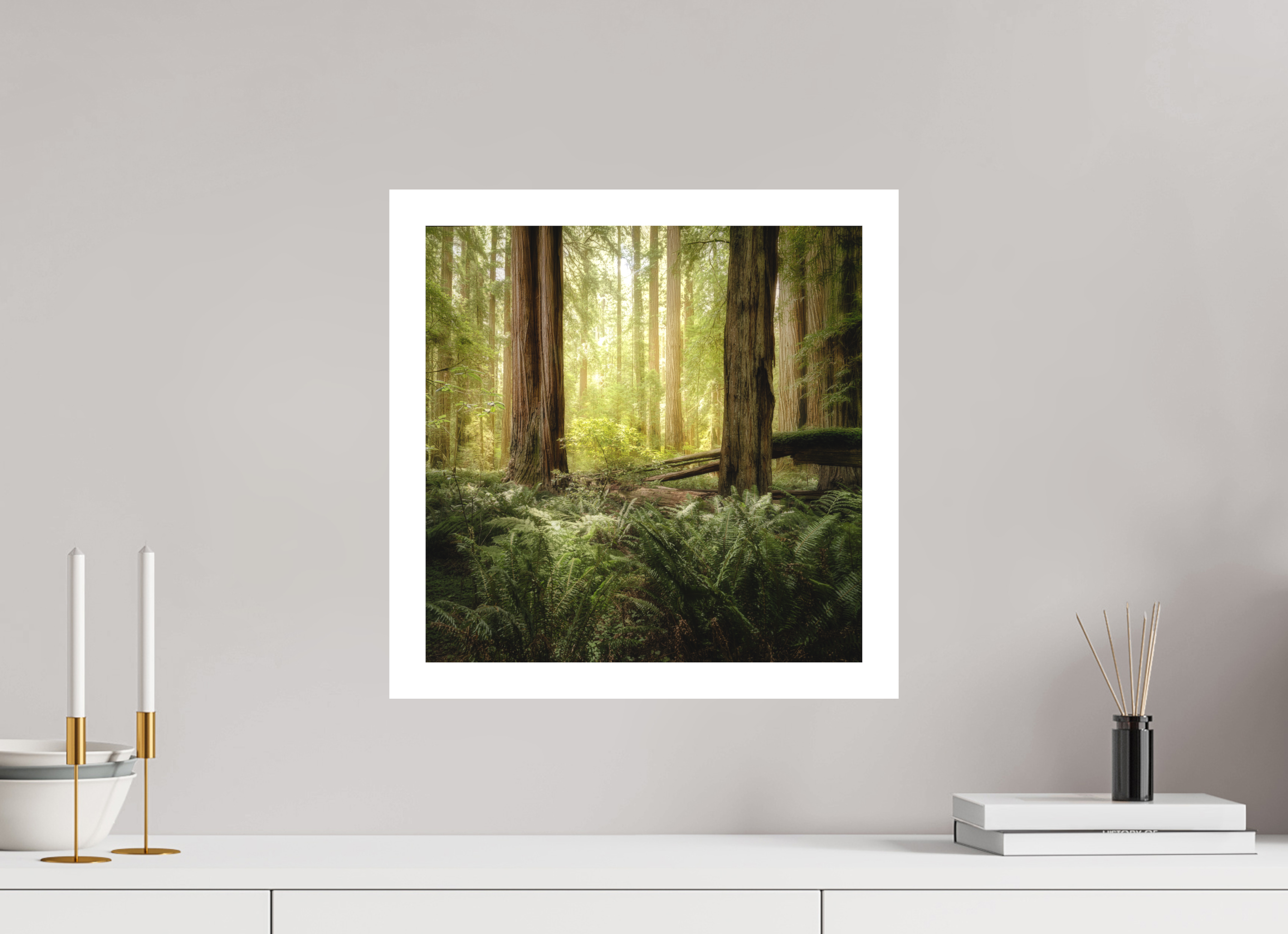 15 x 15″, Bonded Acrylic Mat + White Frame Lux Armarium: Stout Grove