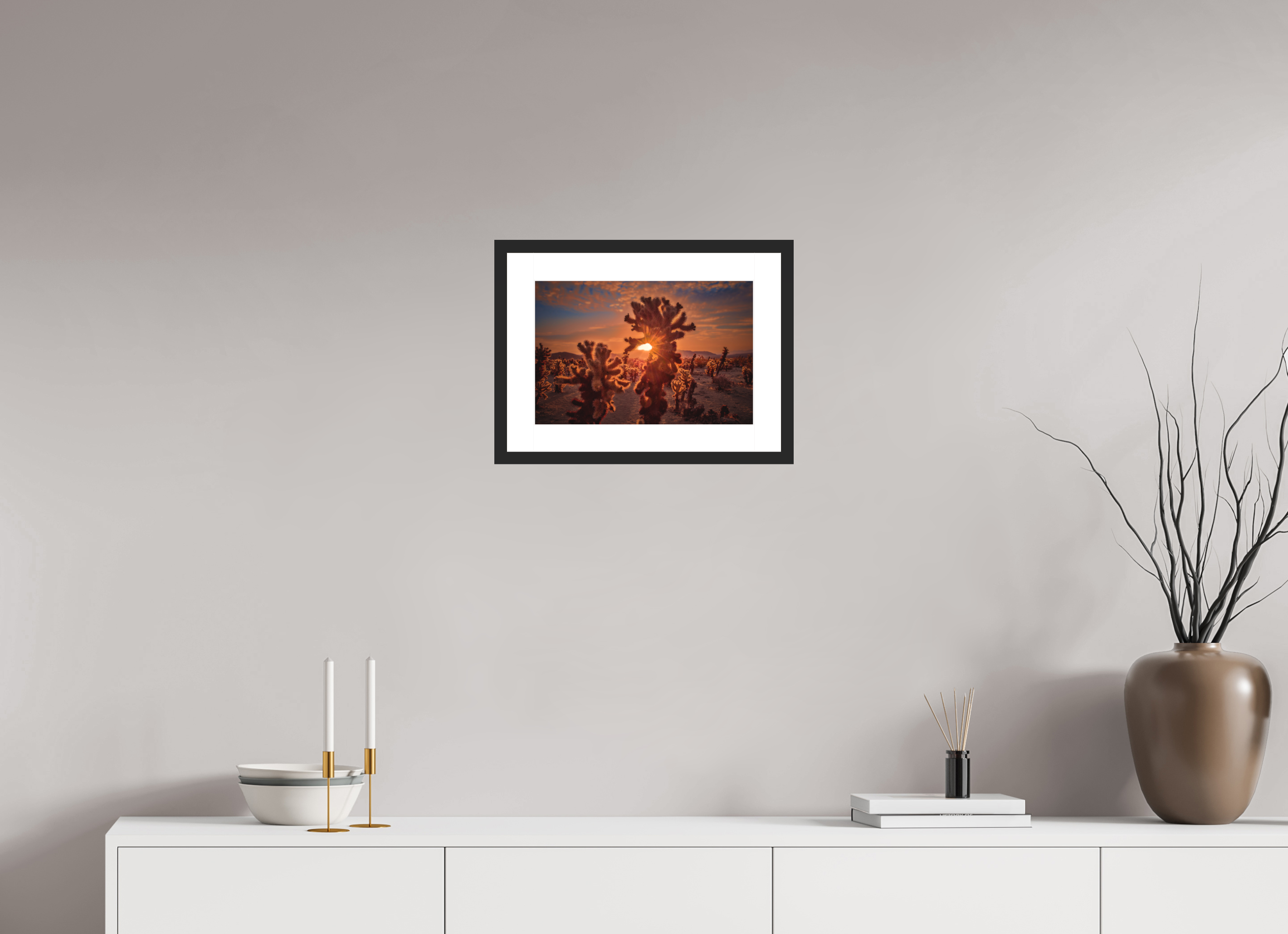 15 x 10″, Passe-Partout Black Frame Joshua Tree's Chollah Cactus