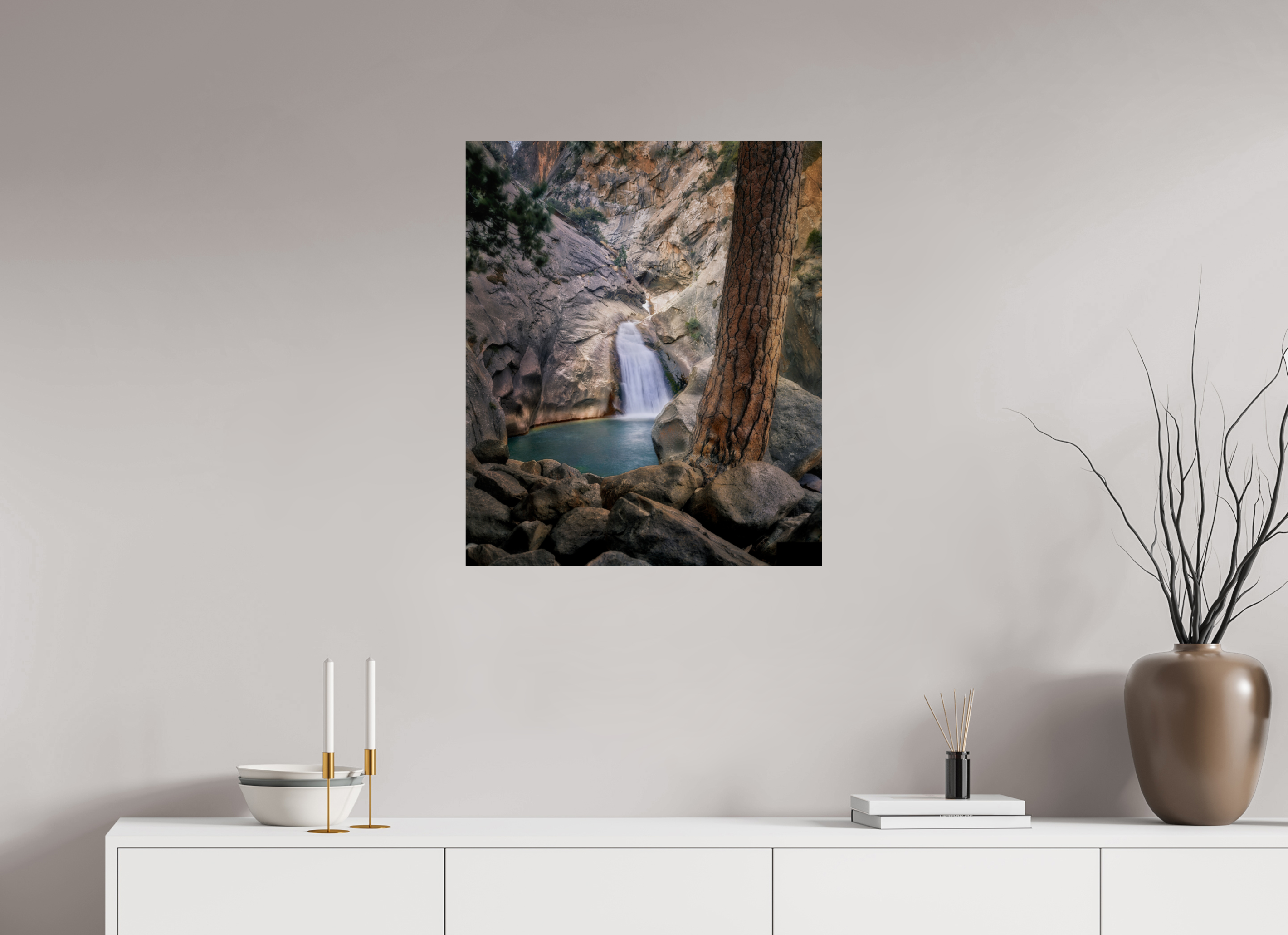 24 x 28.6″, Giclée Alu-Dibond Roaring River Falls 1 —Kings Canyon