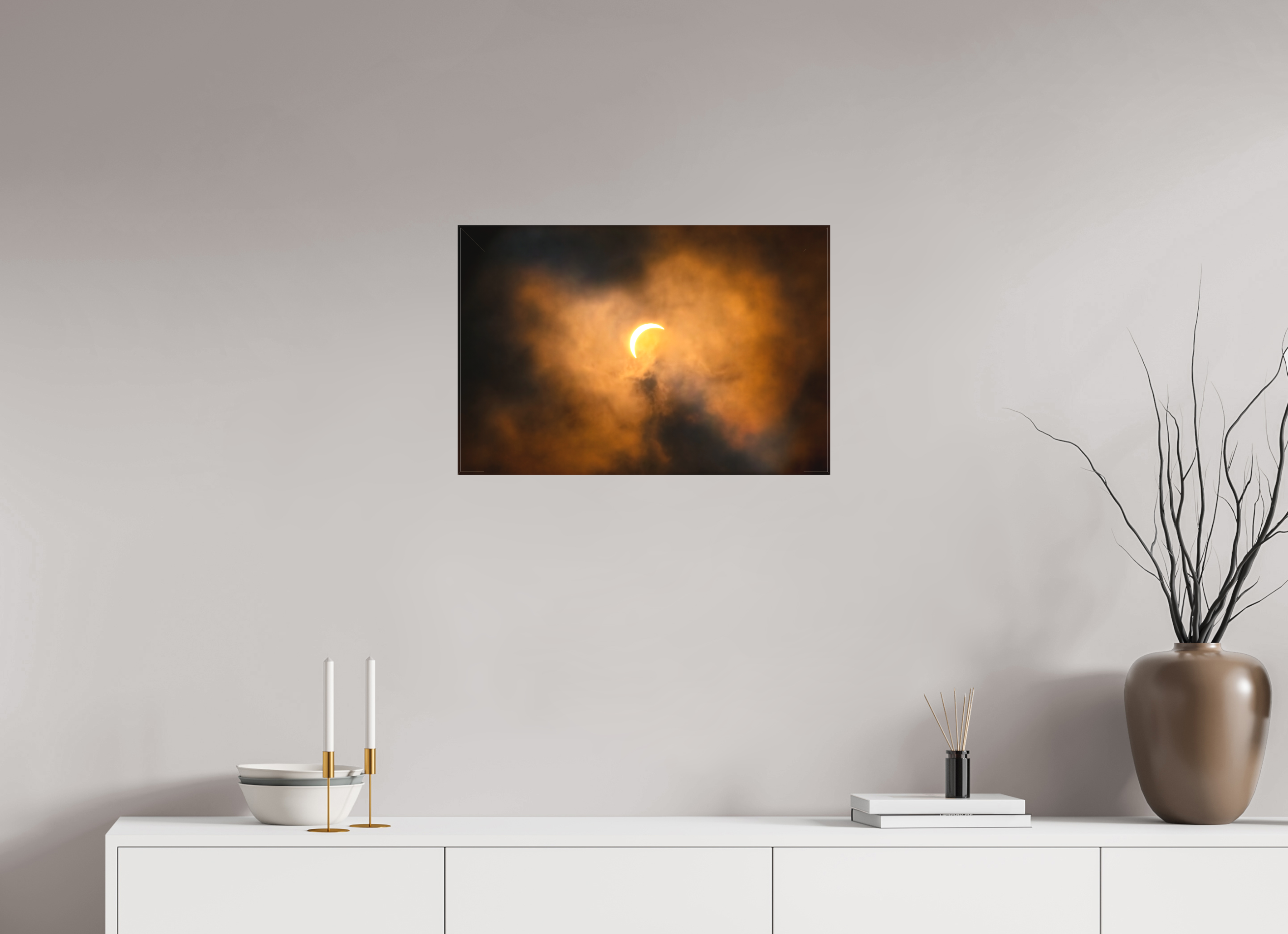 24 x 16″, Fine Art Textile 2024 Eclipse: Crescent Sun