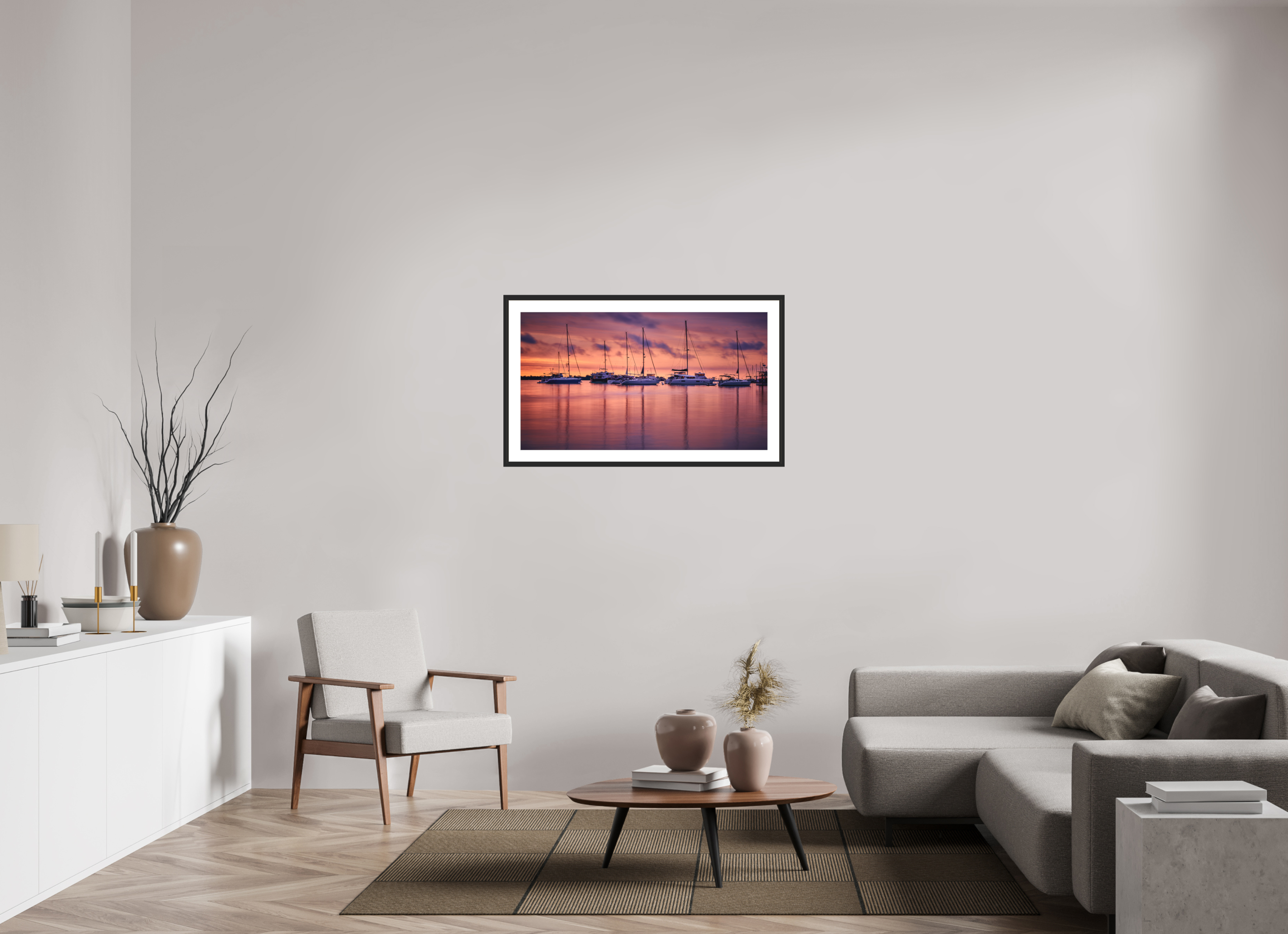 40 x 22.5″, Passe-Partout Black Frame Portum Tutum: The Annapolis Harbor at Dawn