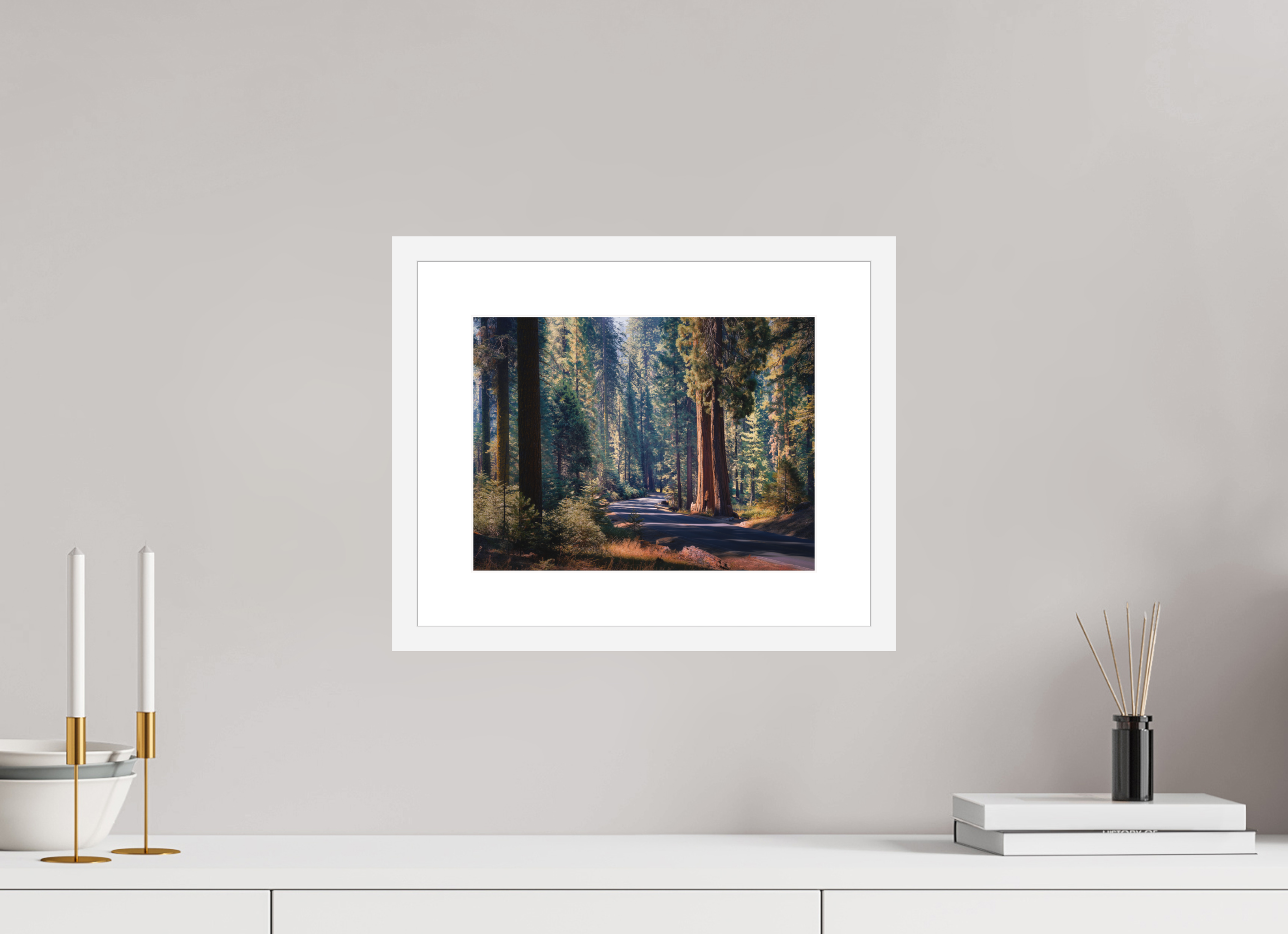12 x 9″, Passe-Partout White Frame The Generals Highway I : Sequoia National Park
