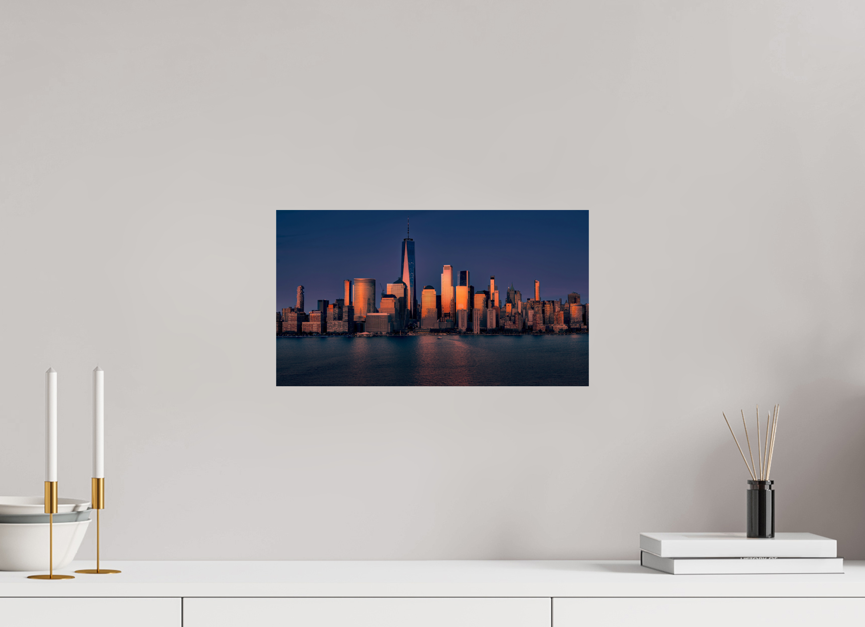 16 x 9″, Giclée Alu-Dibond Manhattan Reflects the End of the Day
