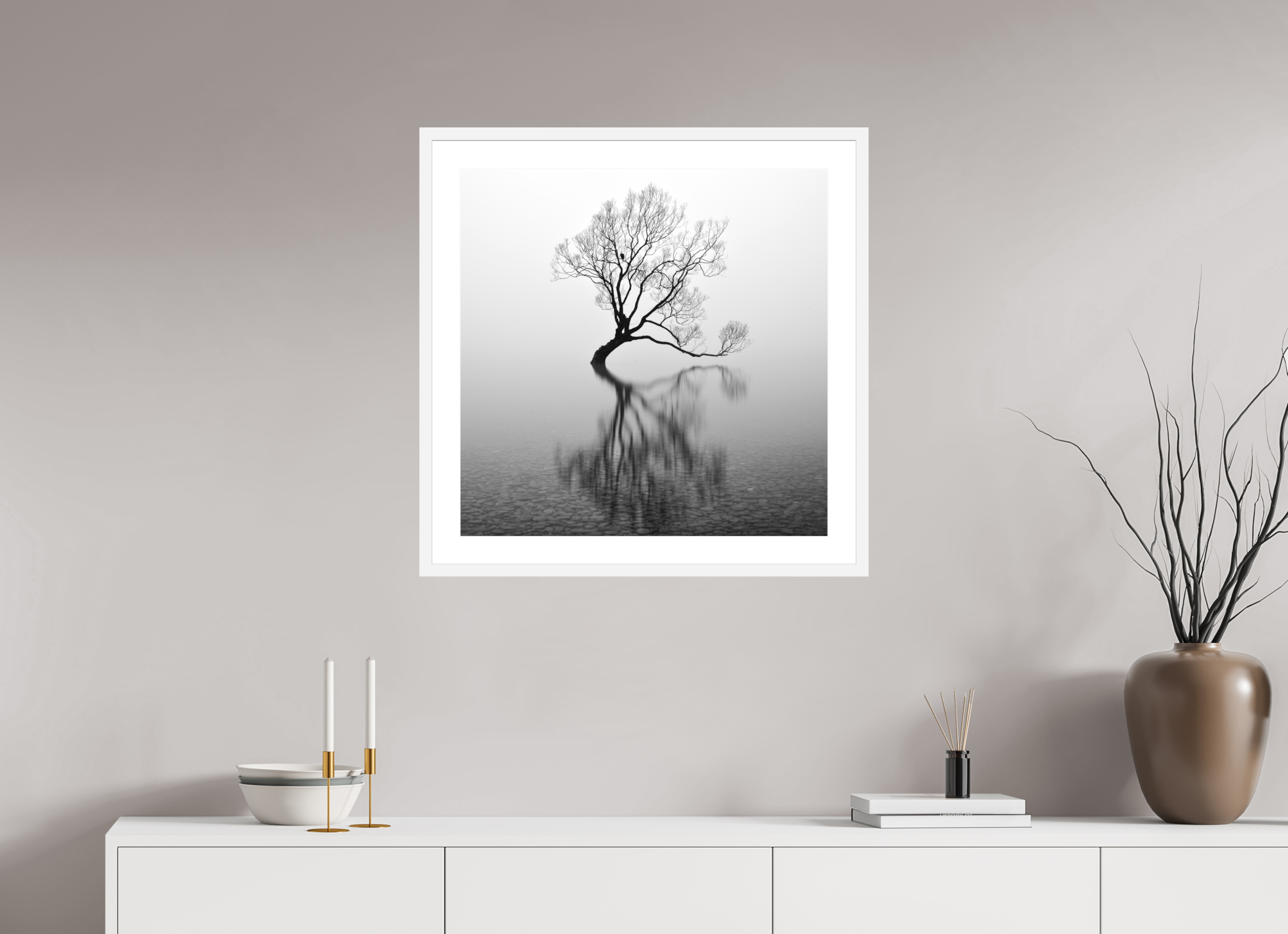 25 x 25″, Passe-Partout White Frame Wanaka I: Rich Minimalism
