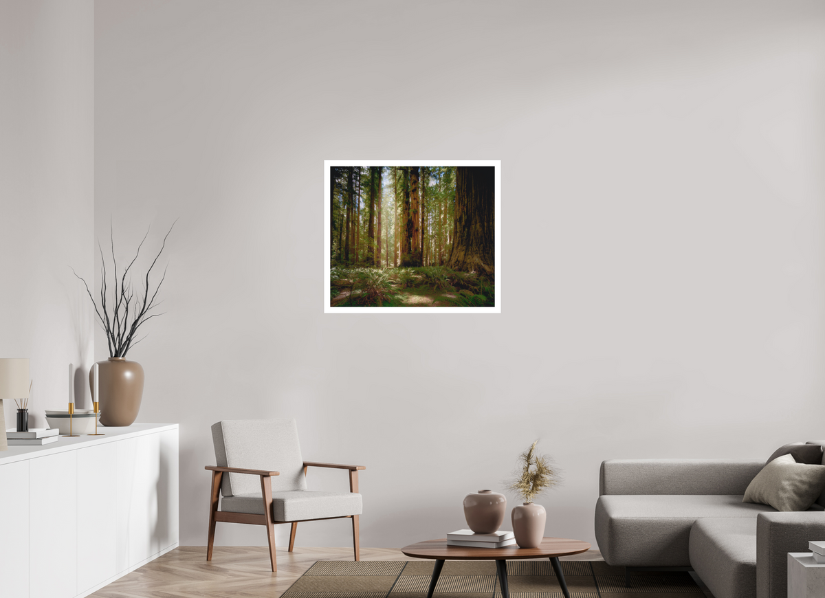 32.7 x 28″, Bonded Acrylic Mat + Silver Frame Life & Light Beneath the Giants