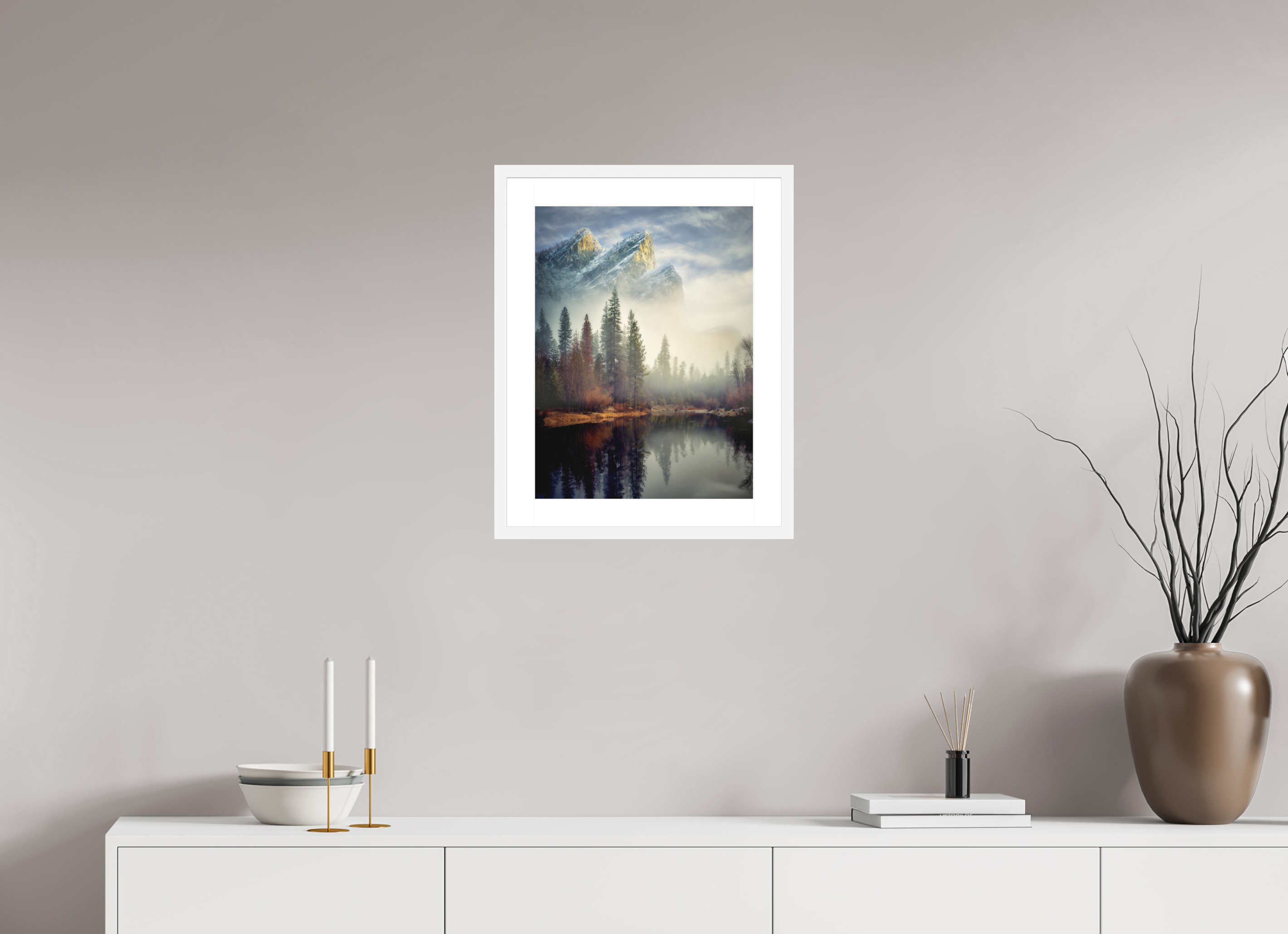 15 x 20″, Passe-Partout White Frame Leviathans I: In the Mist of the Merced