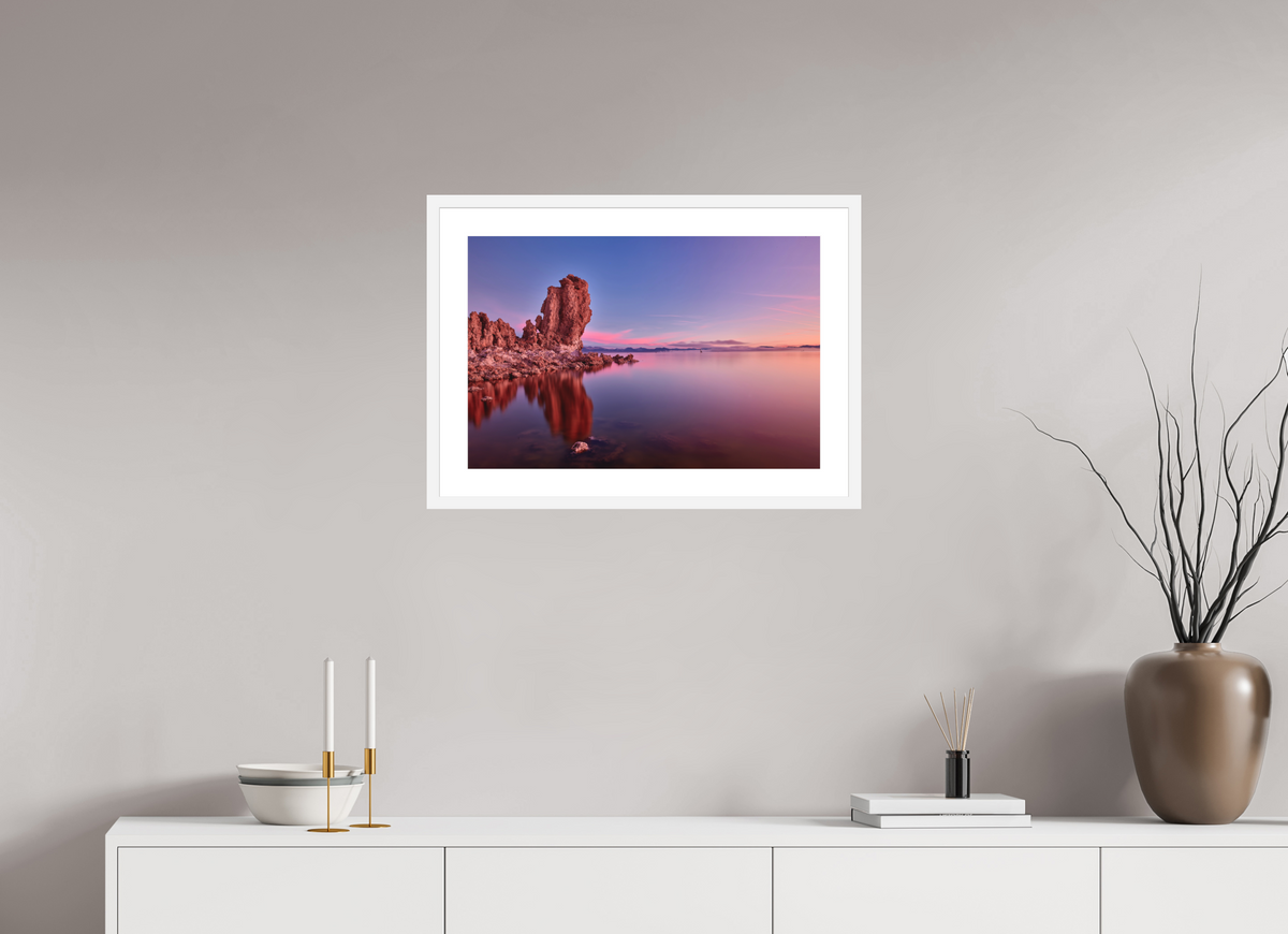 24 x 16″, Passe-Partout White Frame Mono Lake: Tufa Dawn