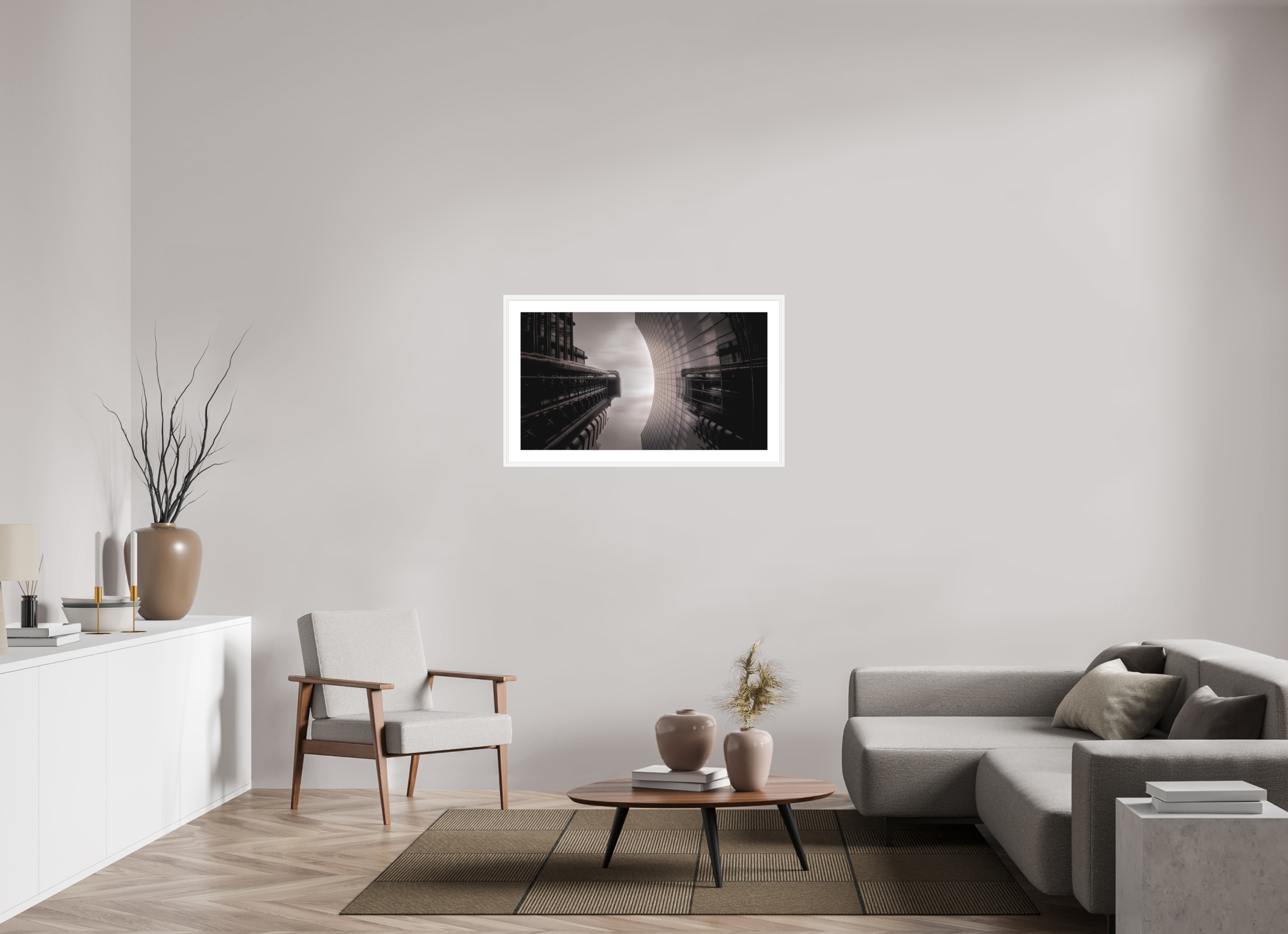 40 x 22.5″, Passe-Partout White Frame Reflective