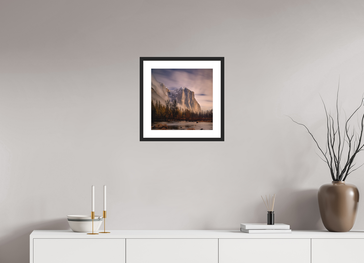15 x 15″, Passe-Partout Black Frame El Capitan at Dawn