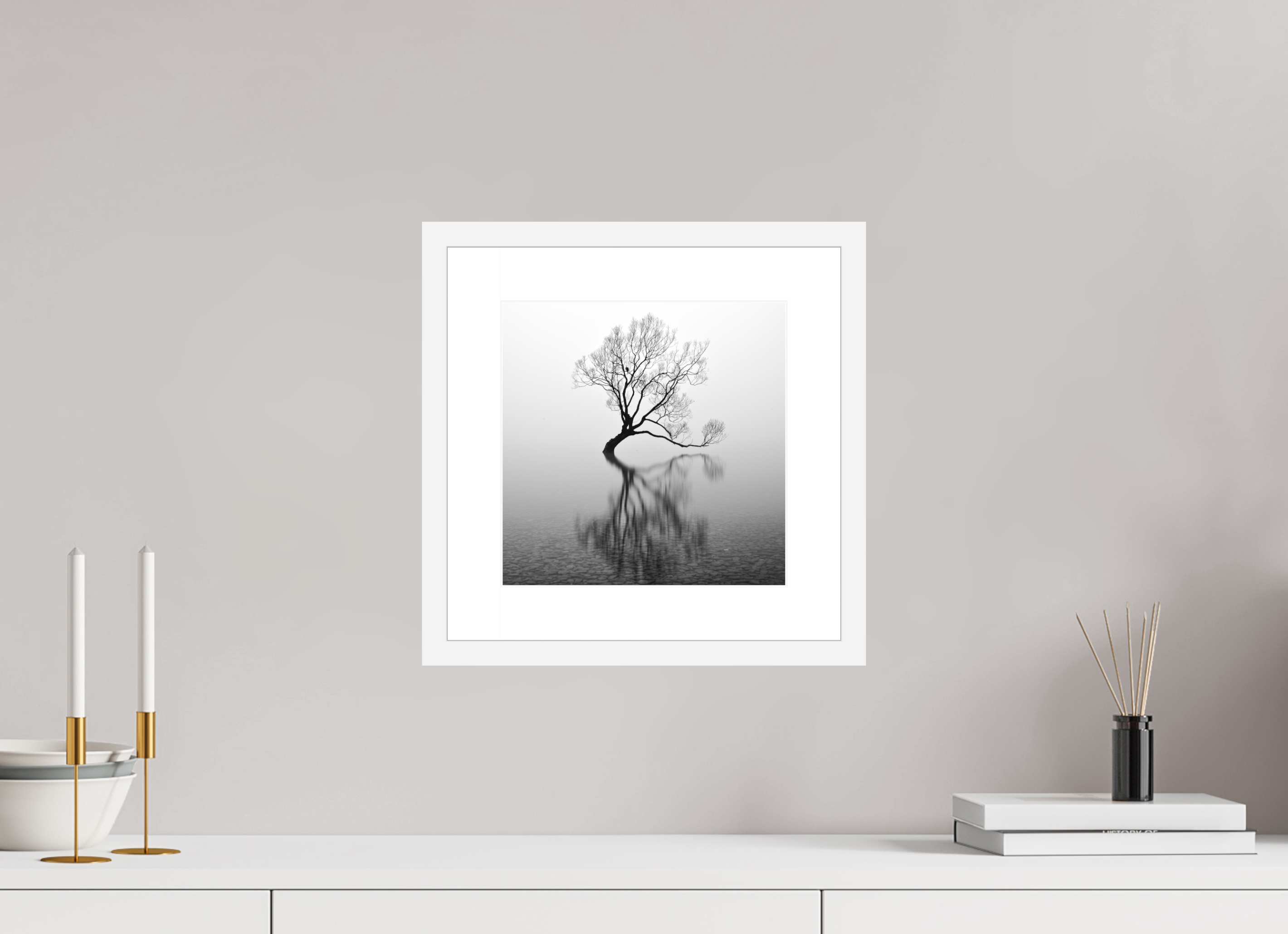 10 x 10″, Passe-Partout White Frame Wanaka I: Rich Minimalism