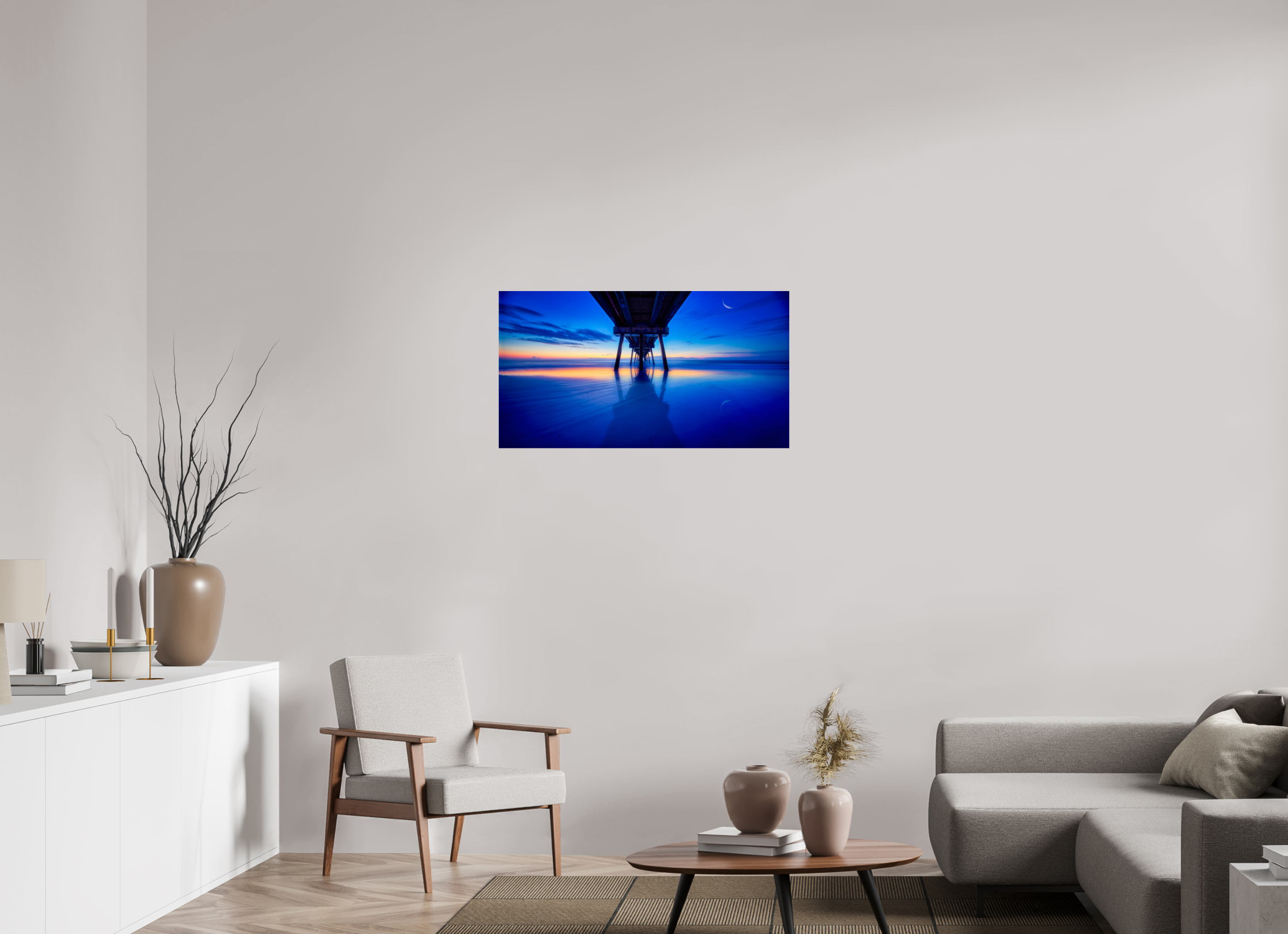 37 x 20″, Giclée Alu-Dibond Dawn at The Jax Pier