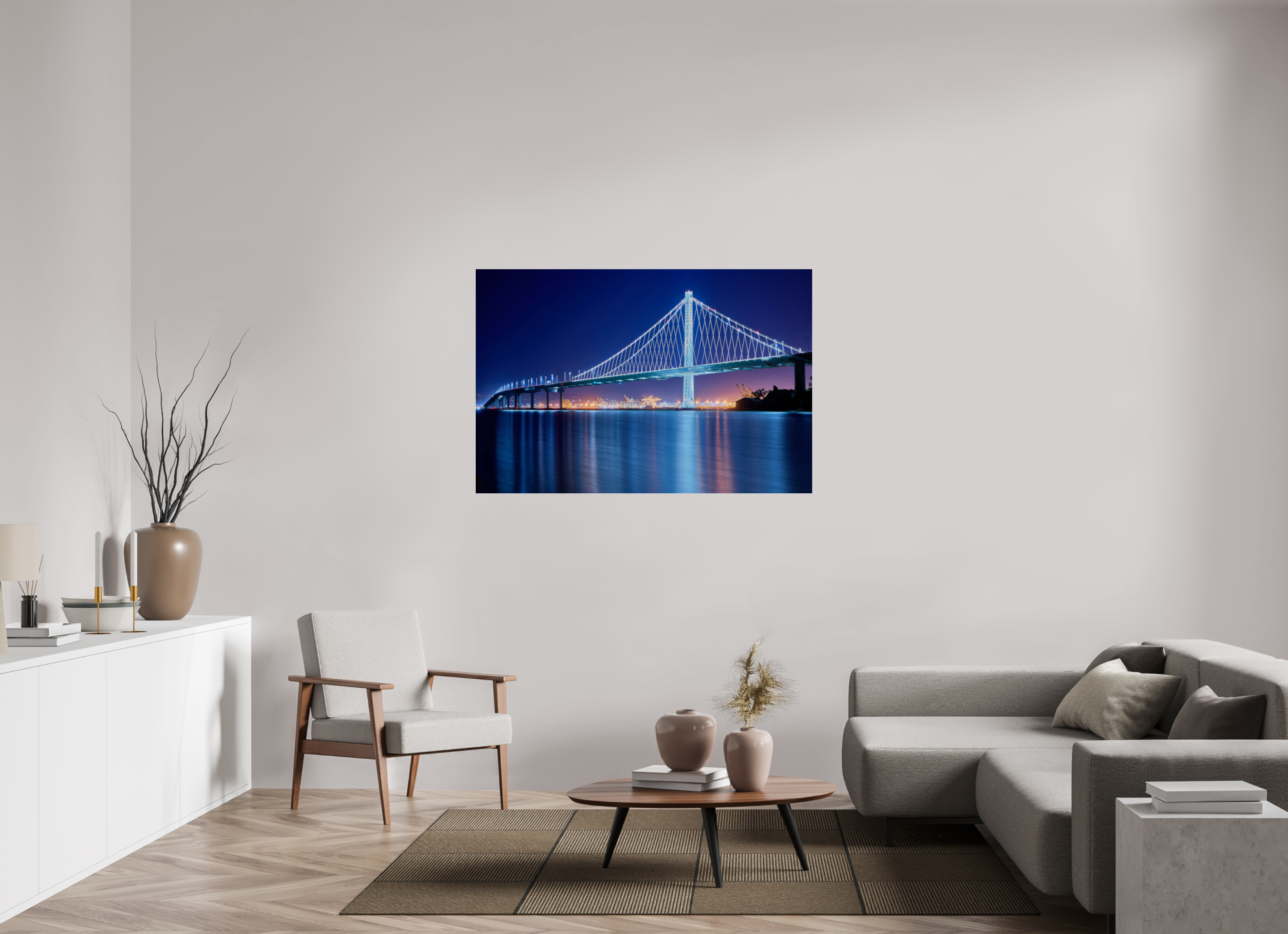 54 x 36″, Giclée Alu-Dibond The Bay Bridge at Night