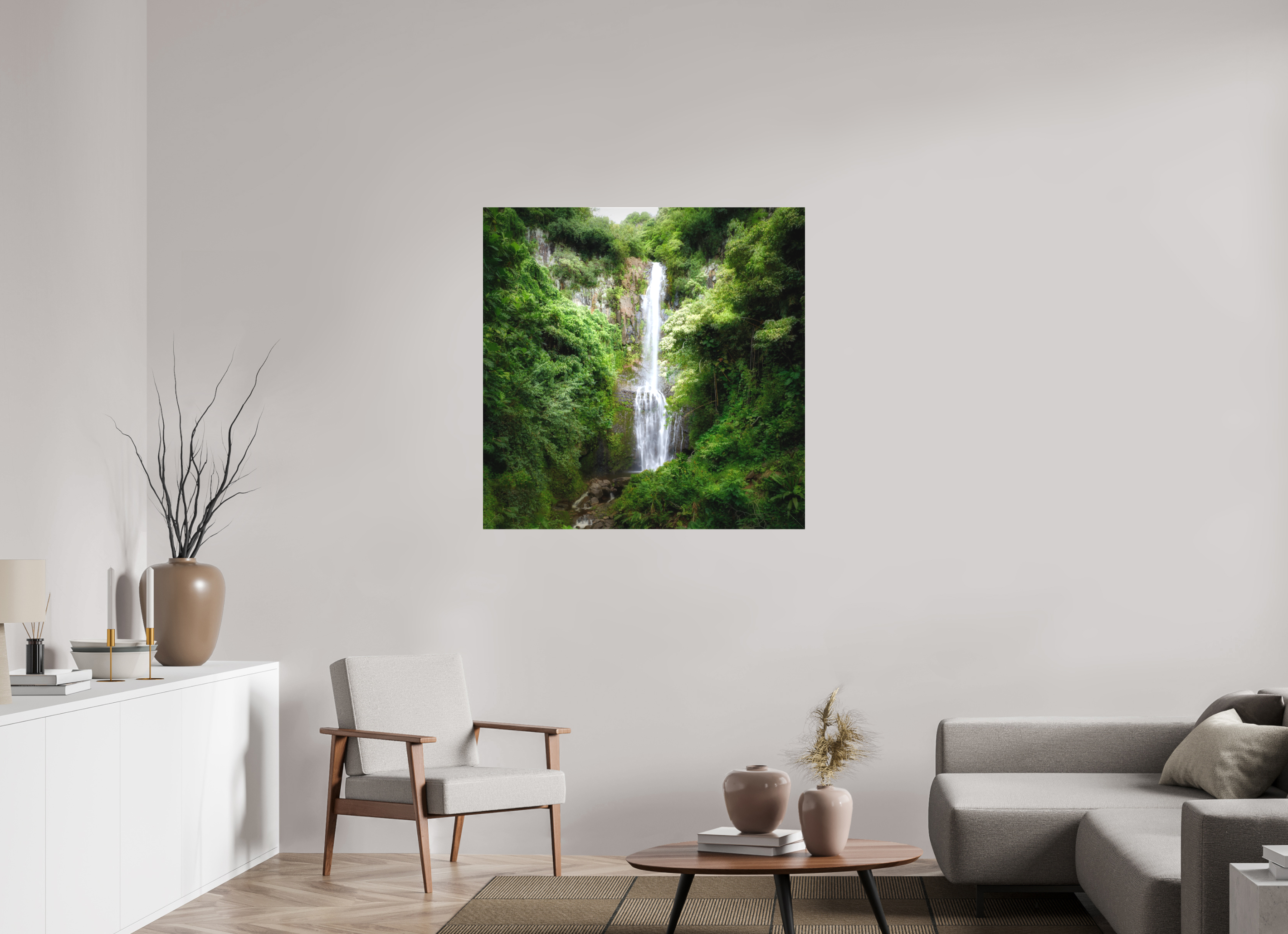 40 x 40″, Fine Art Textile Maui's Makahiku Falls