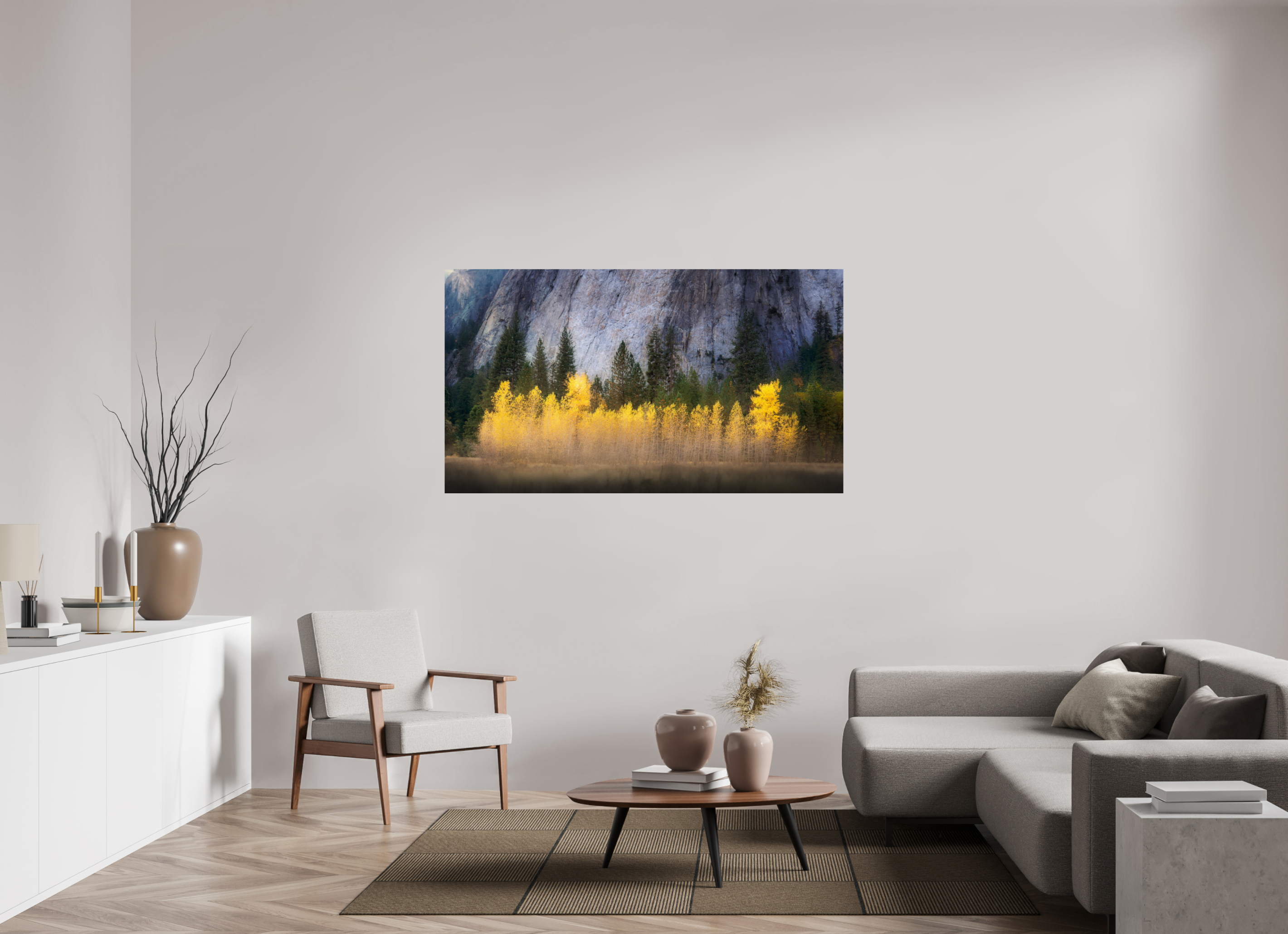 64 x 36″, Giclée Alu-Dibond Quaking Aspens Beneath Cathedral Rock