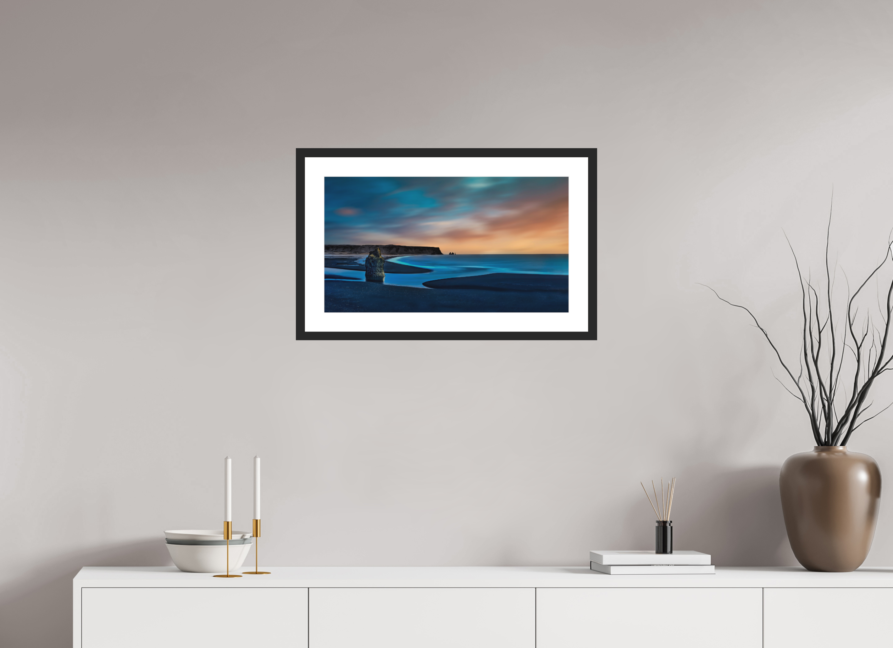 24 x 13.5″, Passe-Partout Black Frame Reynisfjara