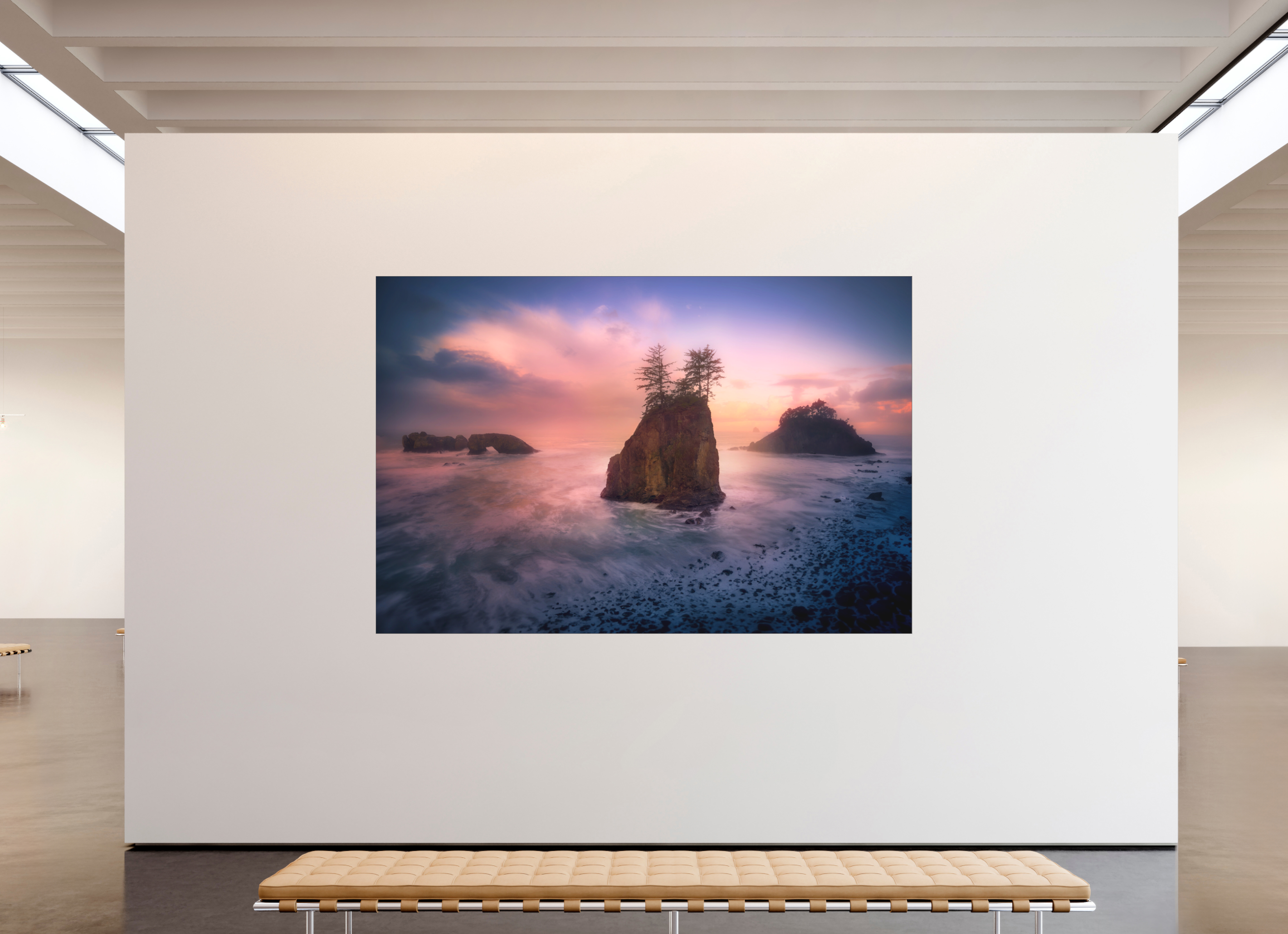 105 x 70″, Bonded Acrylic Black Frame The Oregon Coast: Secret Beach