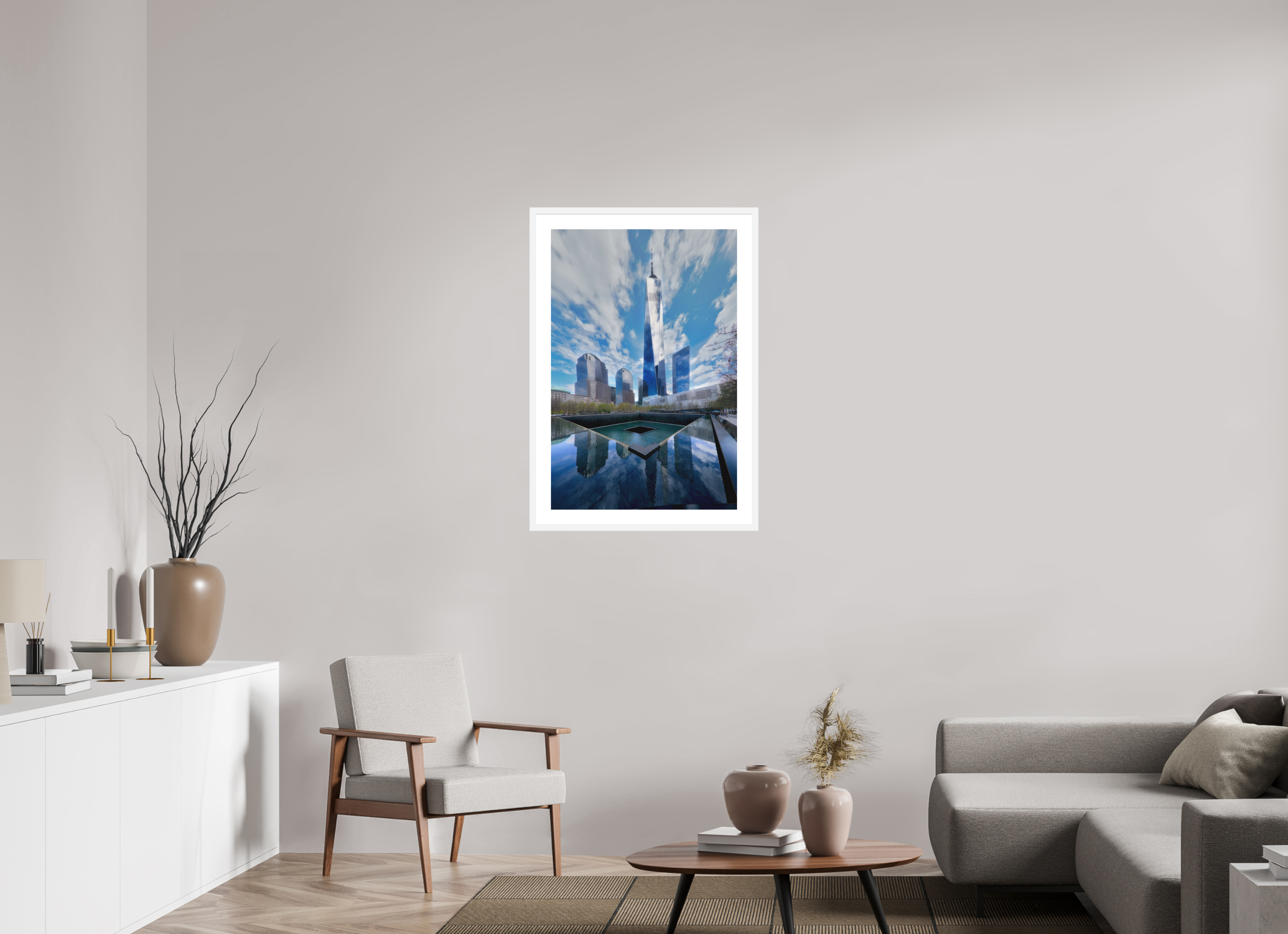 24 x 36″, Passe-Partout White Frame 9/11 Memorial Plaza